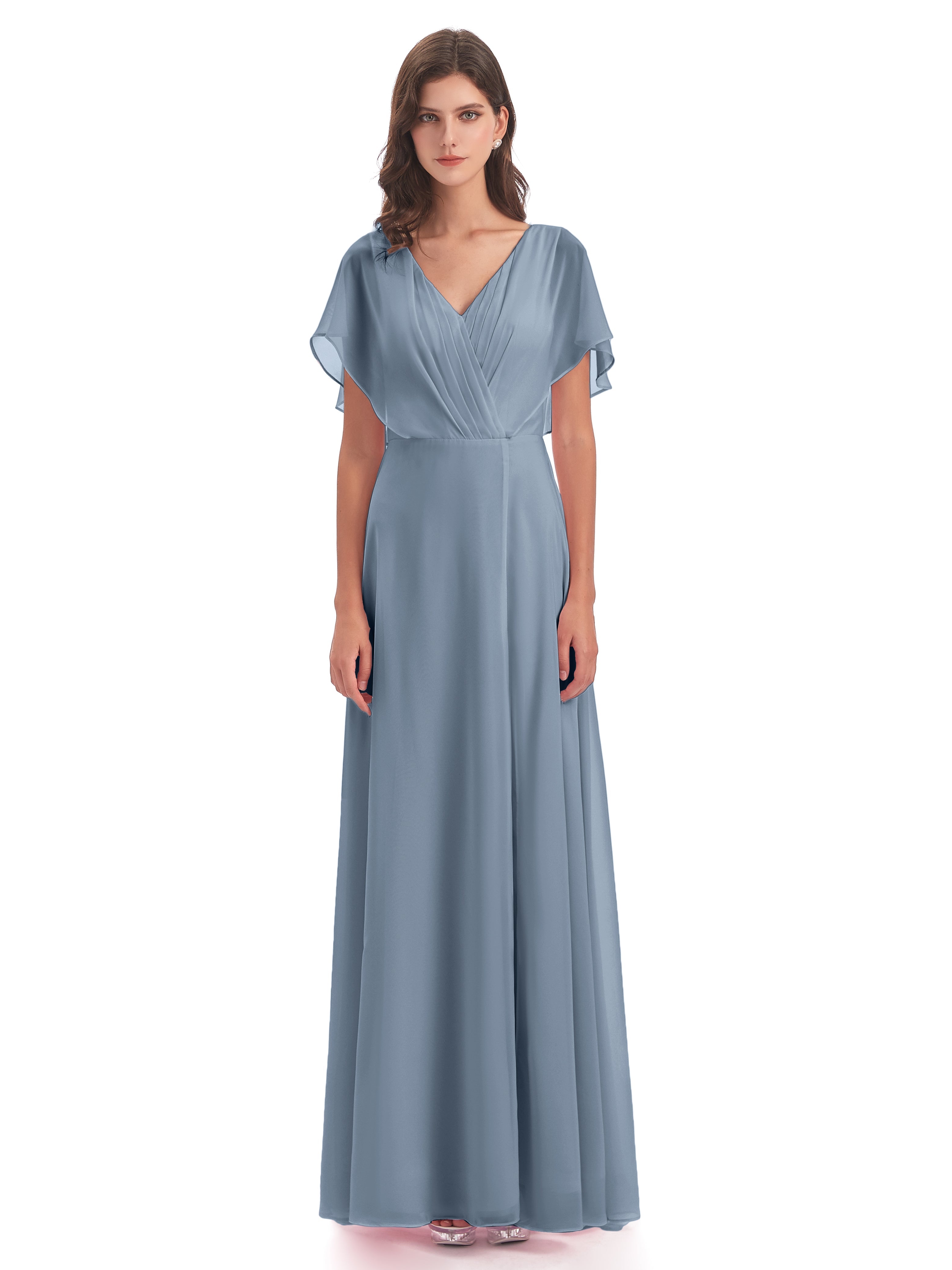 Robes De Demoiselle D'Honneur Bleu Poudre Dos Ouvert Fendue Devant Robes Demoiselle D'Honneur