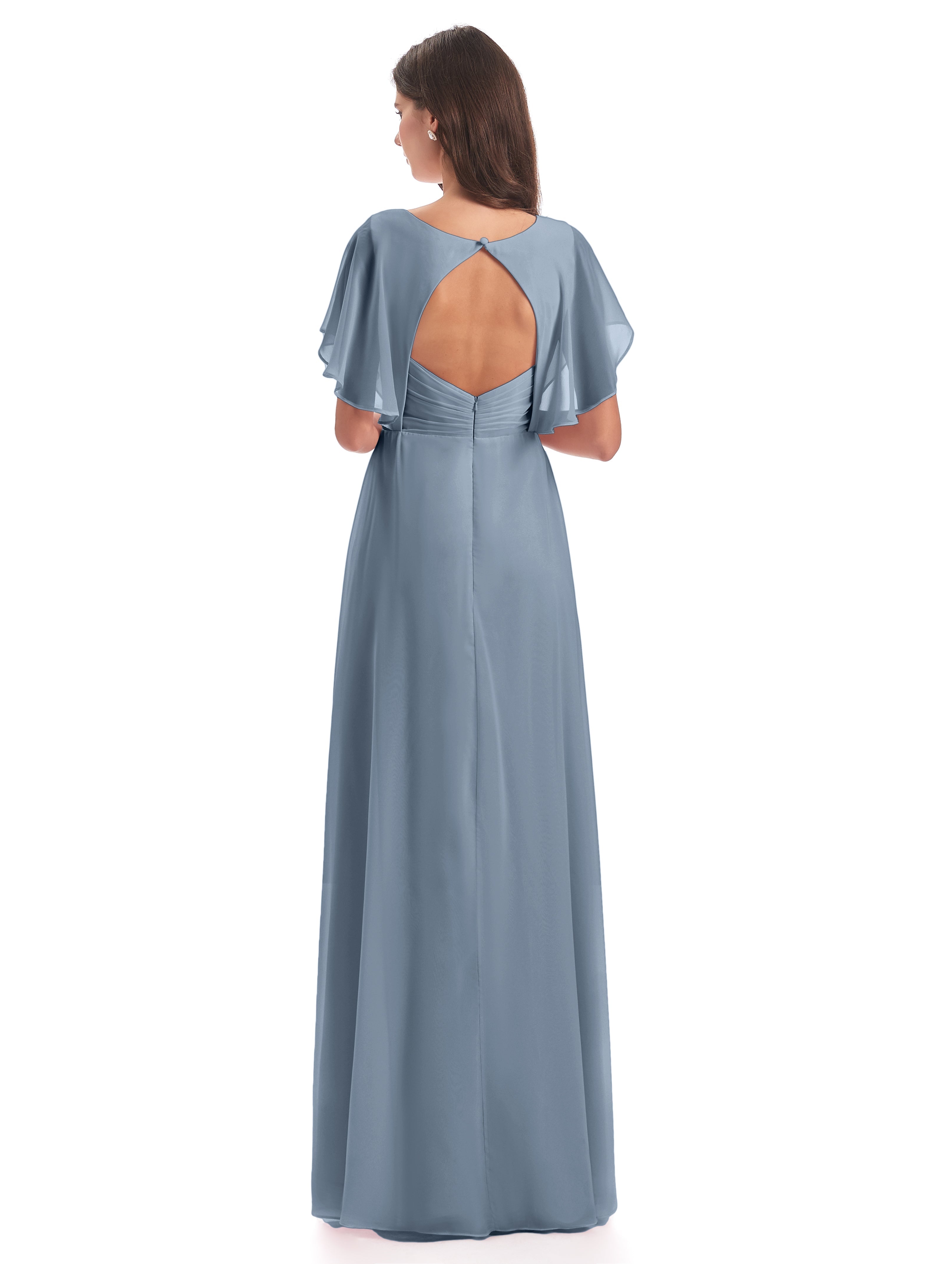 Robes De Demoiselle D'Honneur Bleu Poudre Dos Ouvert Fendue Devant Robes Demoiselle D'Honneur