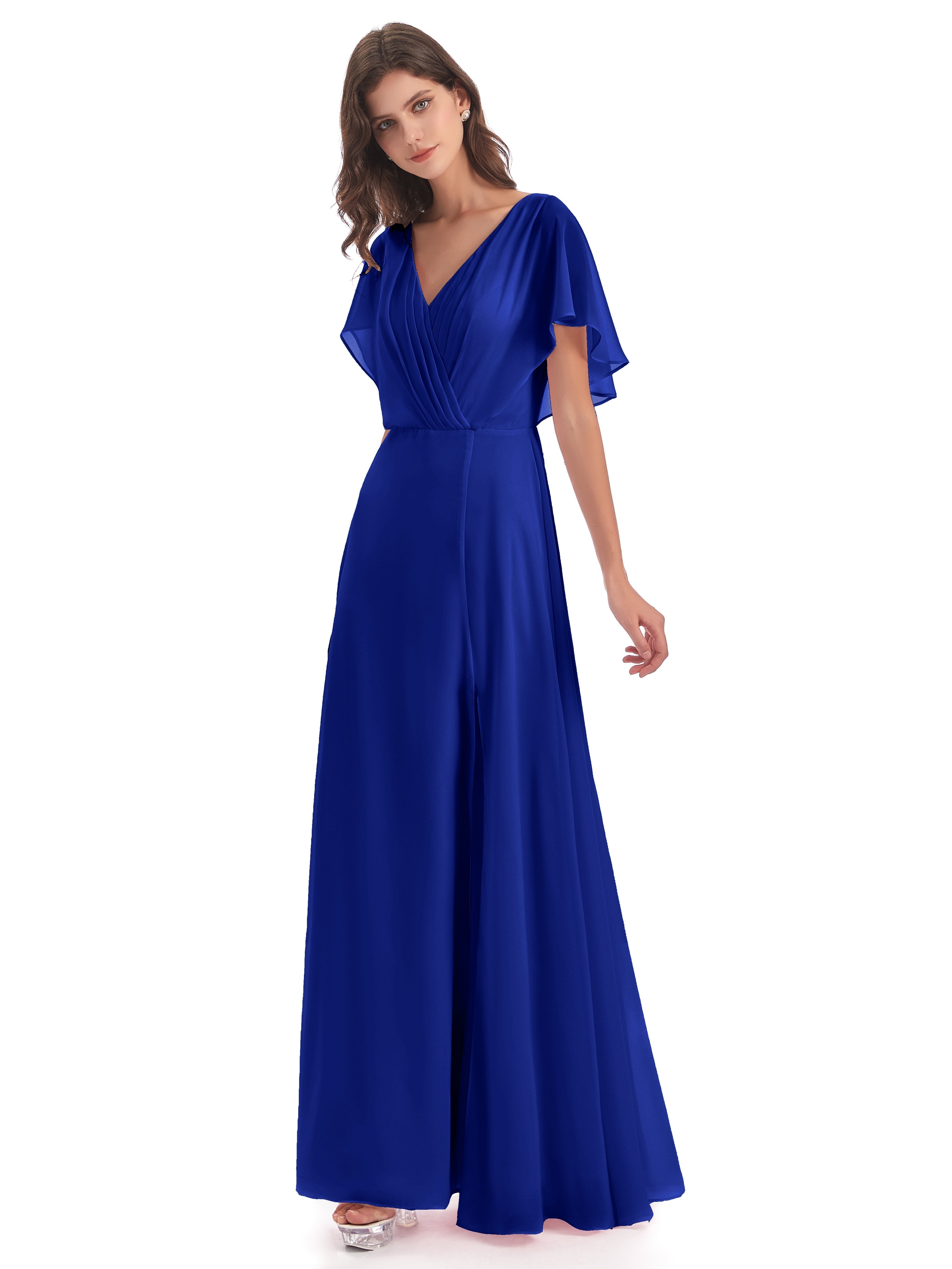 Robe Demoiselle D Honneur Bleu Royal Dos Ouvert Fendue Devant Robes Demoiselle D'Honneur