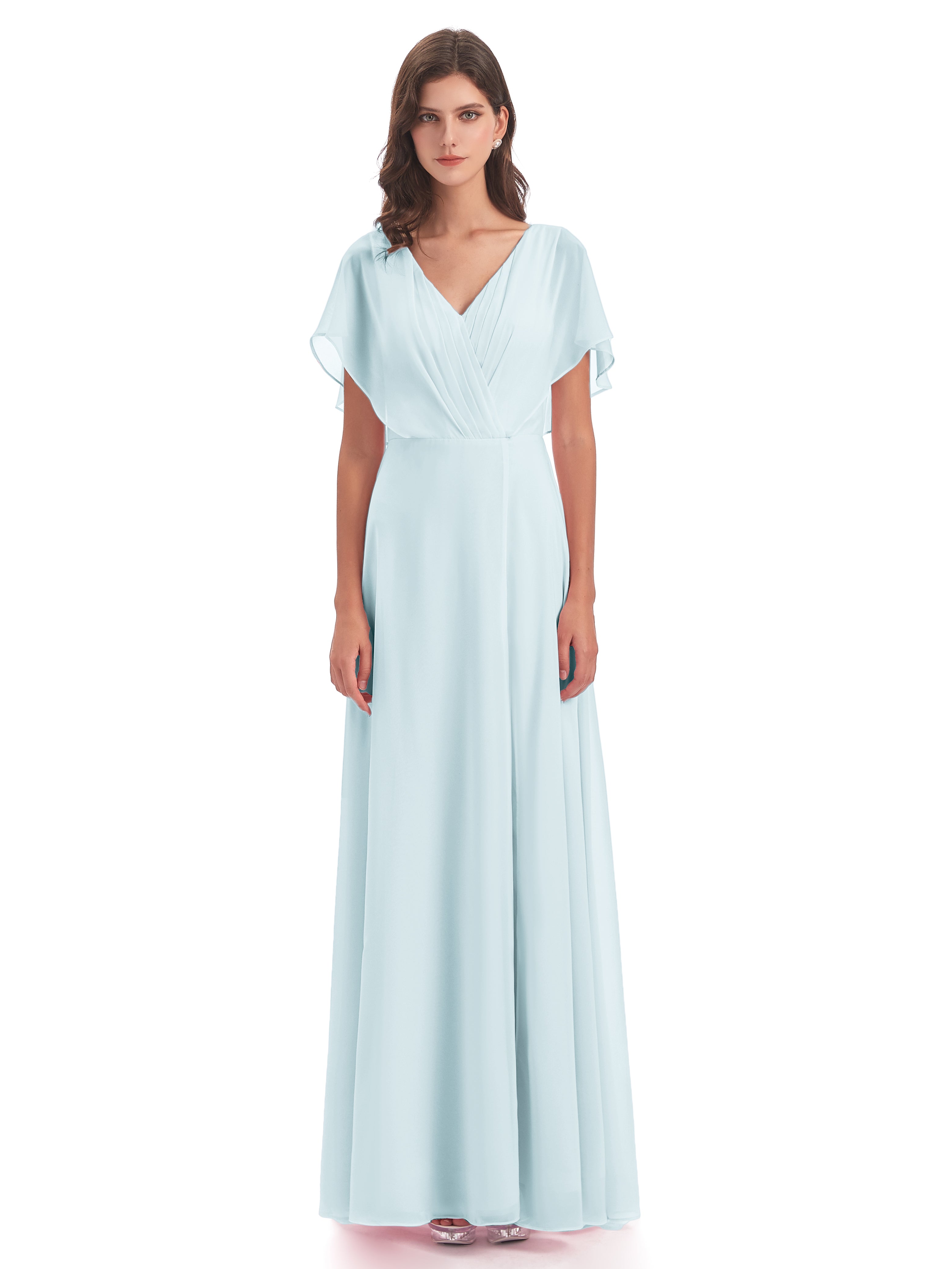 Robe De Demoiselle D'Honneur Brume Dos Ouvert Fendue Devant Robes Demoiselle D'Honneur