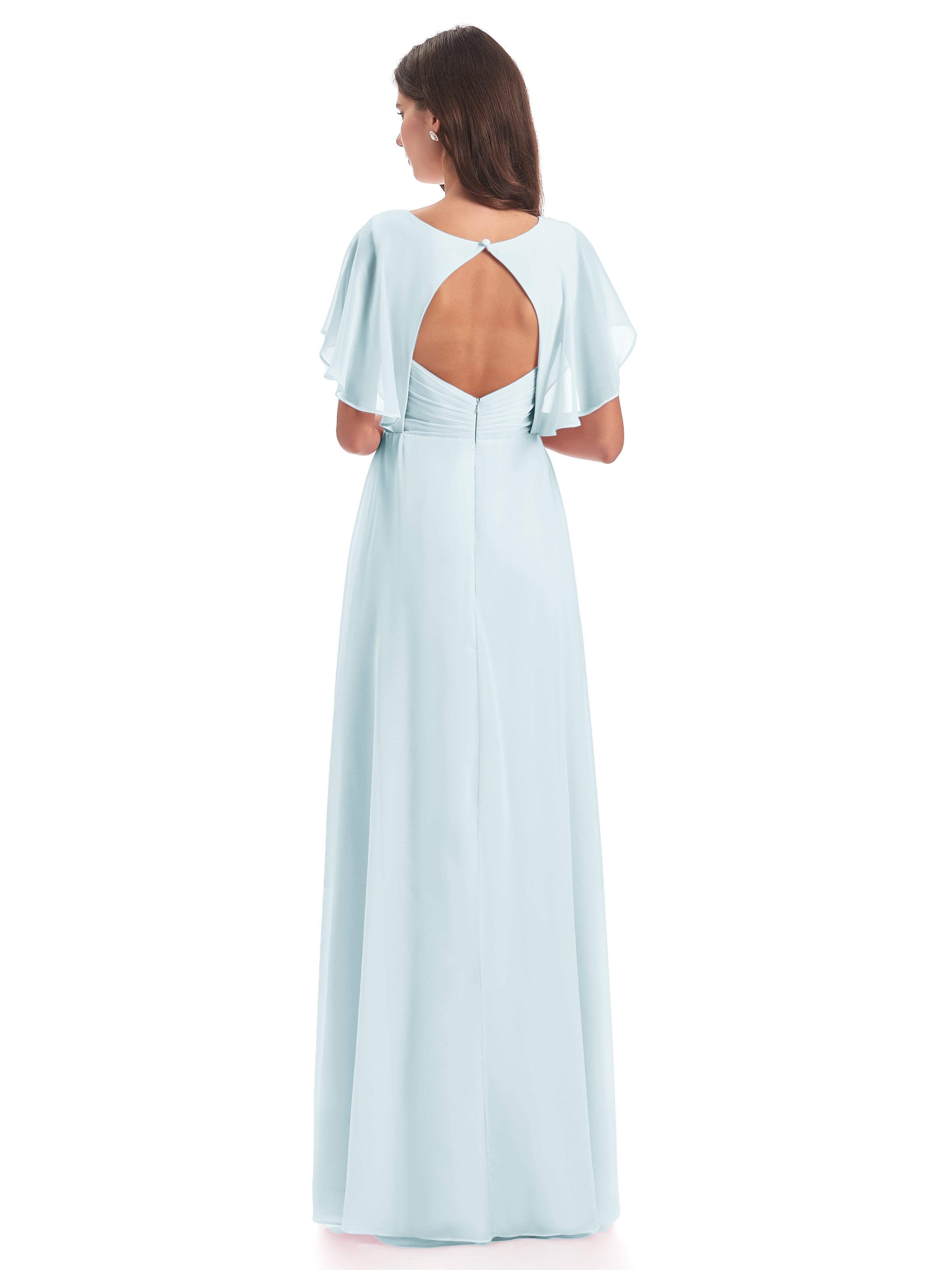 Robe De Demoiselle D'Honneur Brume Dos Ouvert Fendue Devant Robes Demoiselle D'Honneur