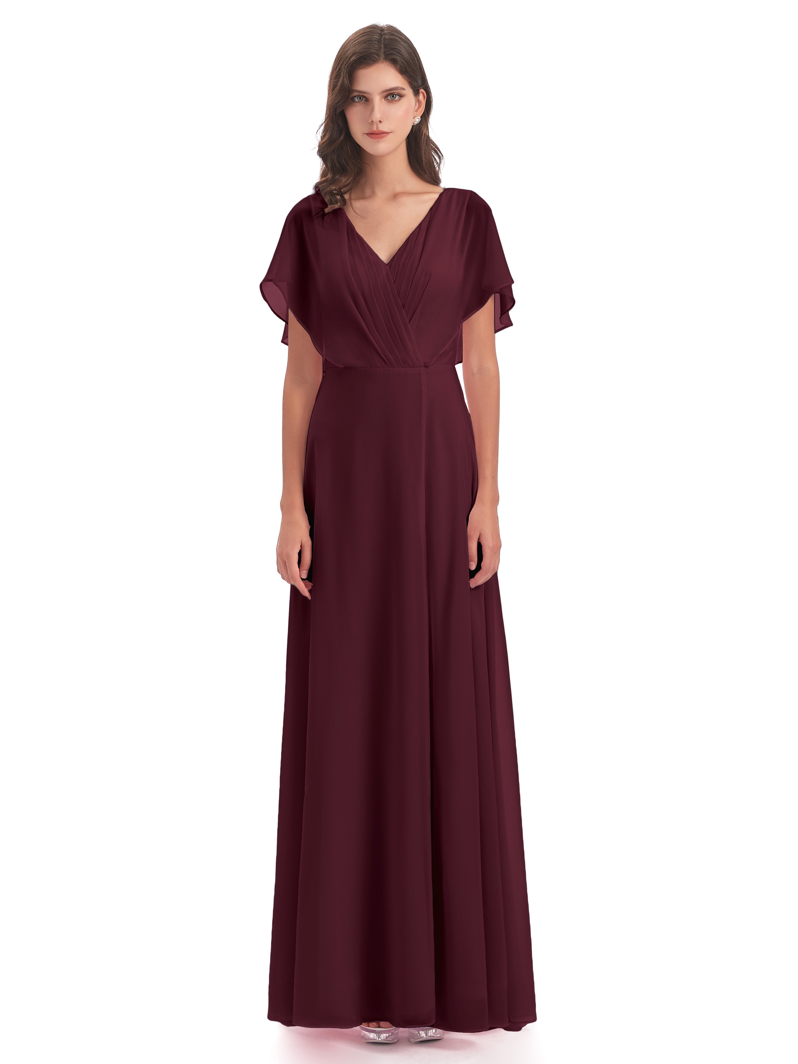 Robes De Demoiselle D'Honneur Cabernet Dos Ouvert Fendue Devant Robes Demoiselle D'Honneur