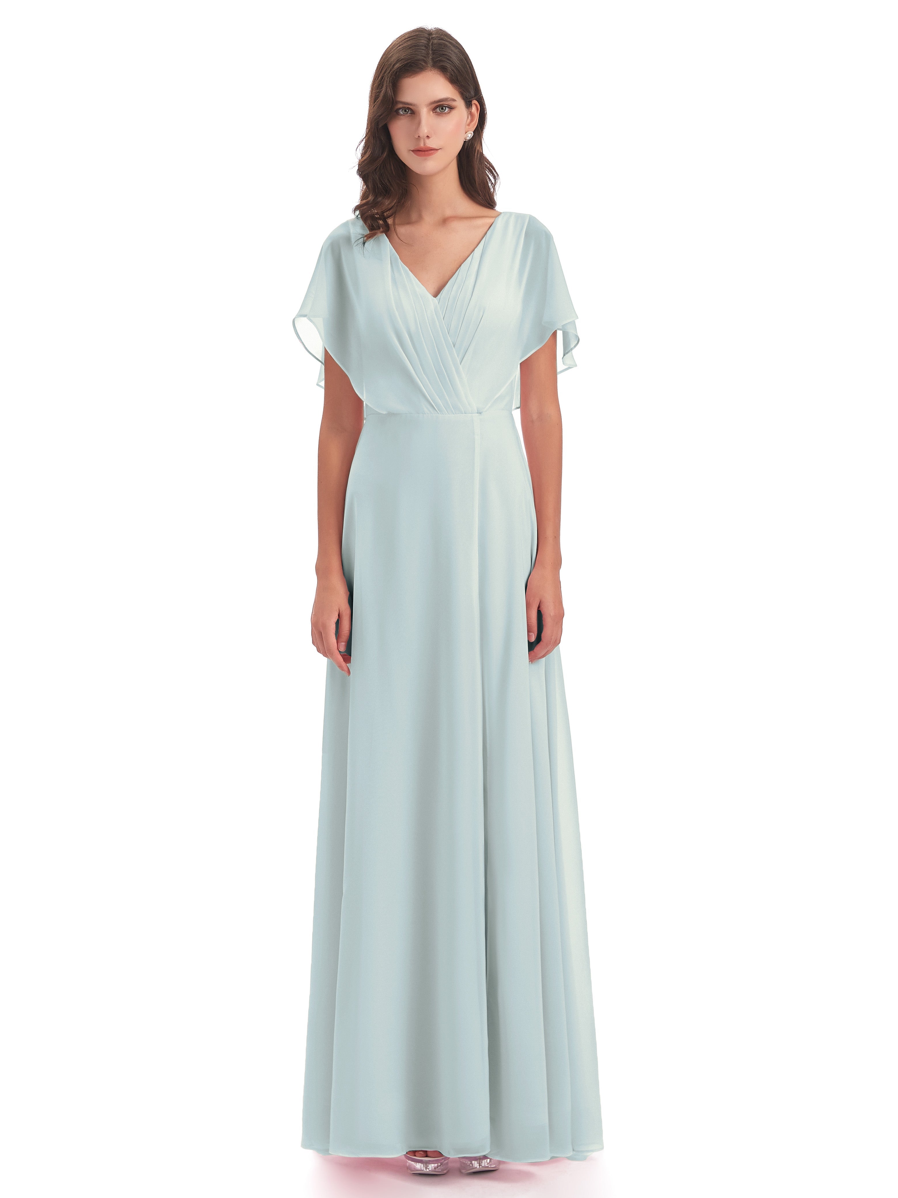 Robe Demoiselle D Honneur Vert Celadon Dos Ouvert Fendue Devant Robes Demoiselle D'Honneur