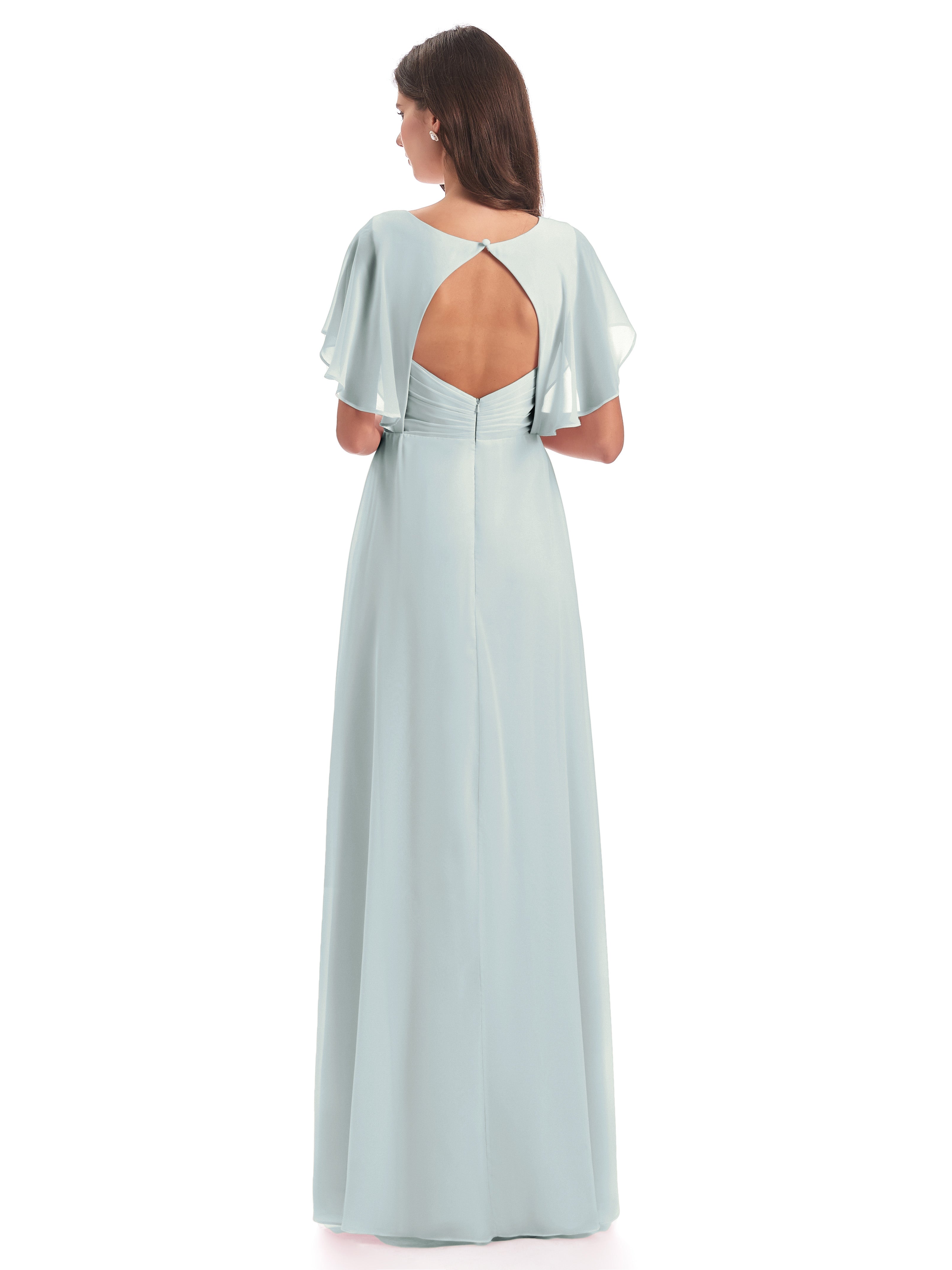Robe Demoiselle D Honneur Vert Celadon Dos Ouvert Fendue Devant Robes Demoiselle D'Honneur