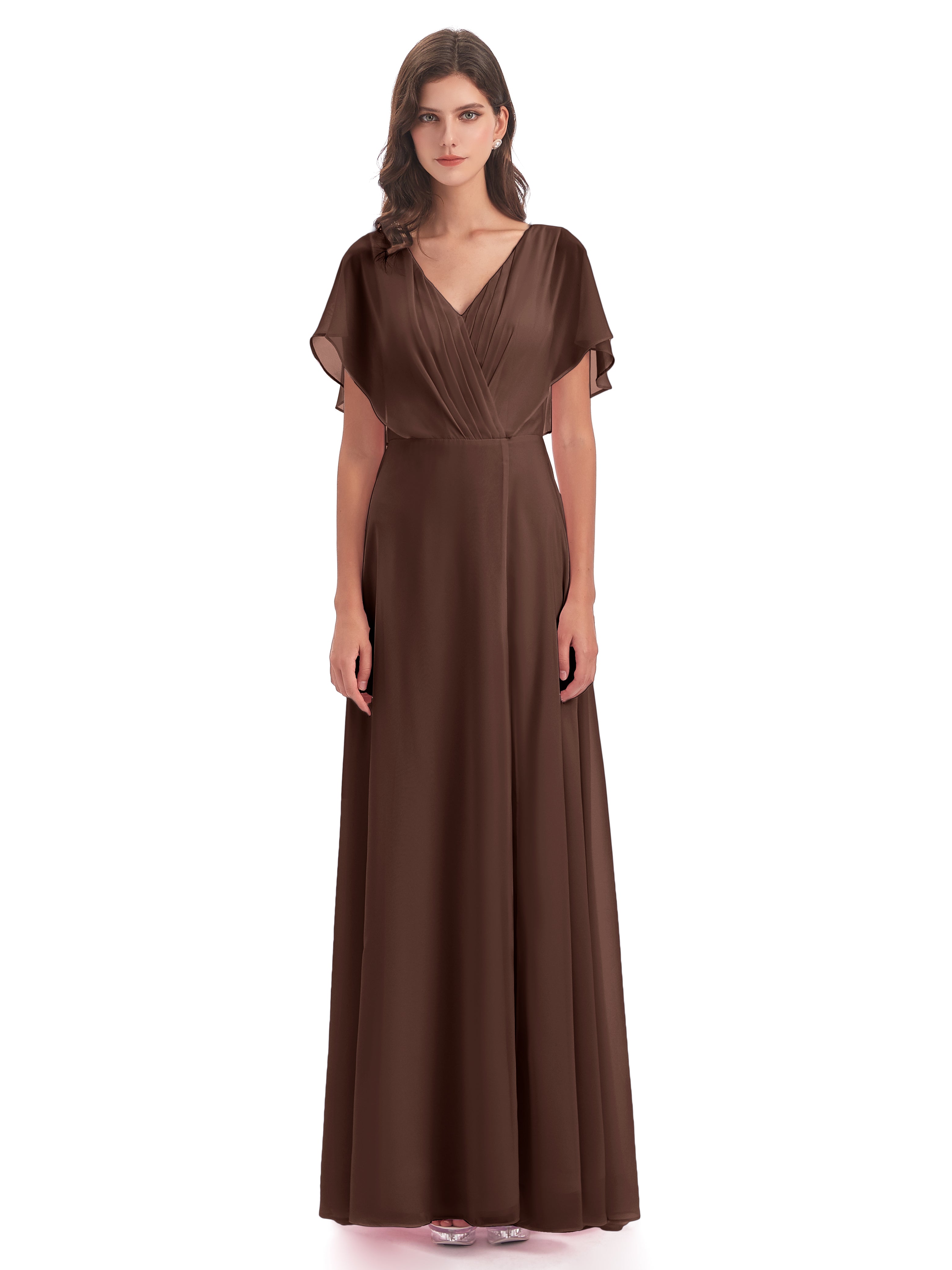 Robe Marron Chocolat Demoiselle D Honneur Dos Ouvert Fendue Devant Robes Demoiselle D'Honneur