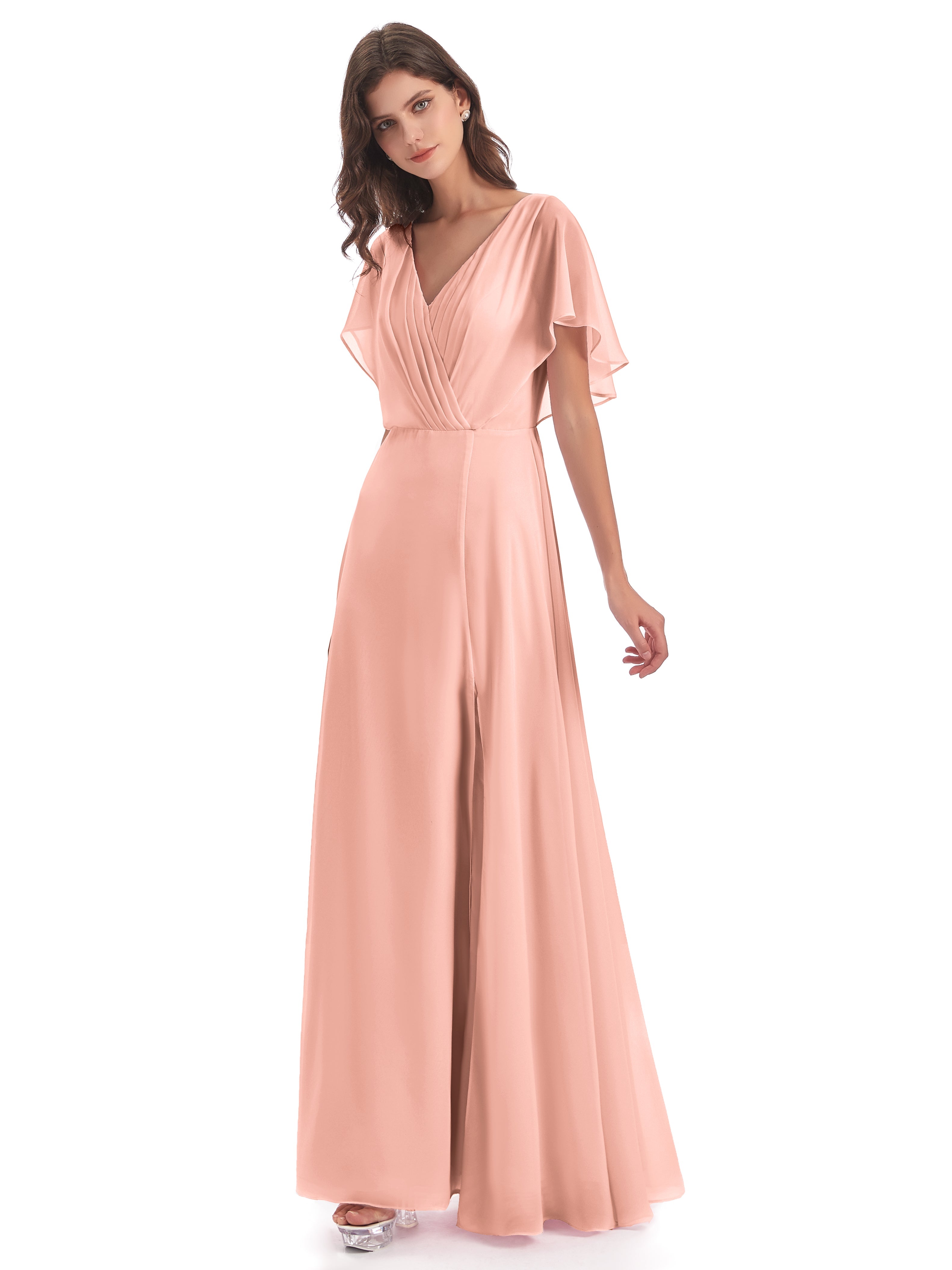 Robe Corail Demoiselle D Honneur Dos Ouvert Fendue Devant Robes Demoiselle D'Honneur