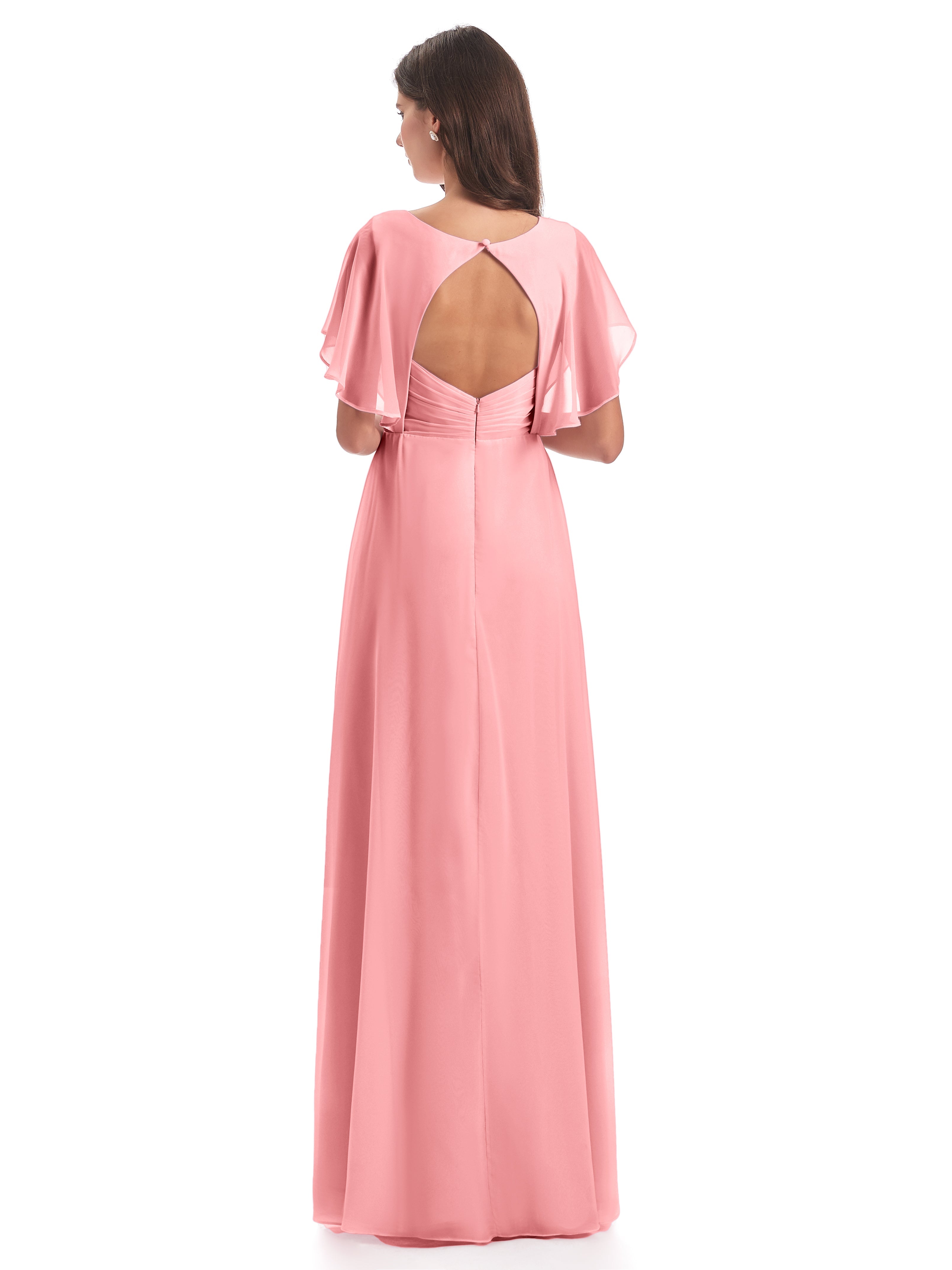 Robes De Demoiselle D'Honneur En Flamant Dos Ouvert Fendue Devant Robes Demoiselle D'Honneur