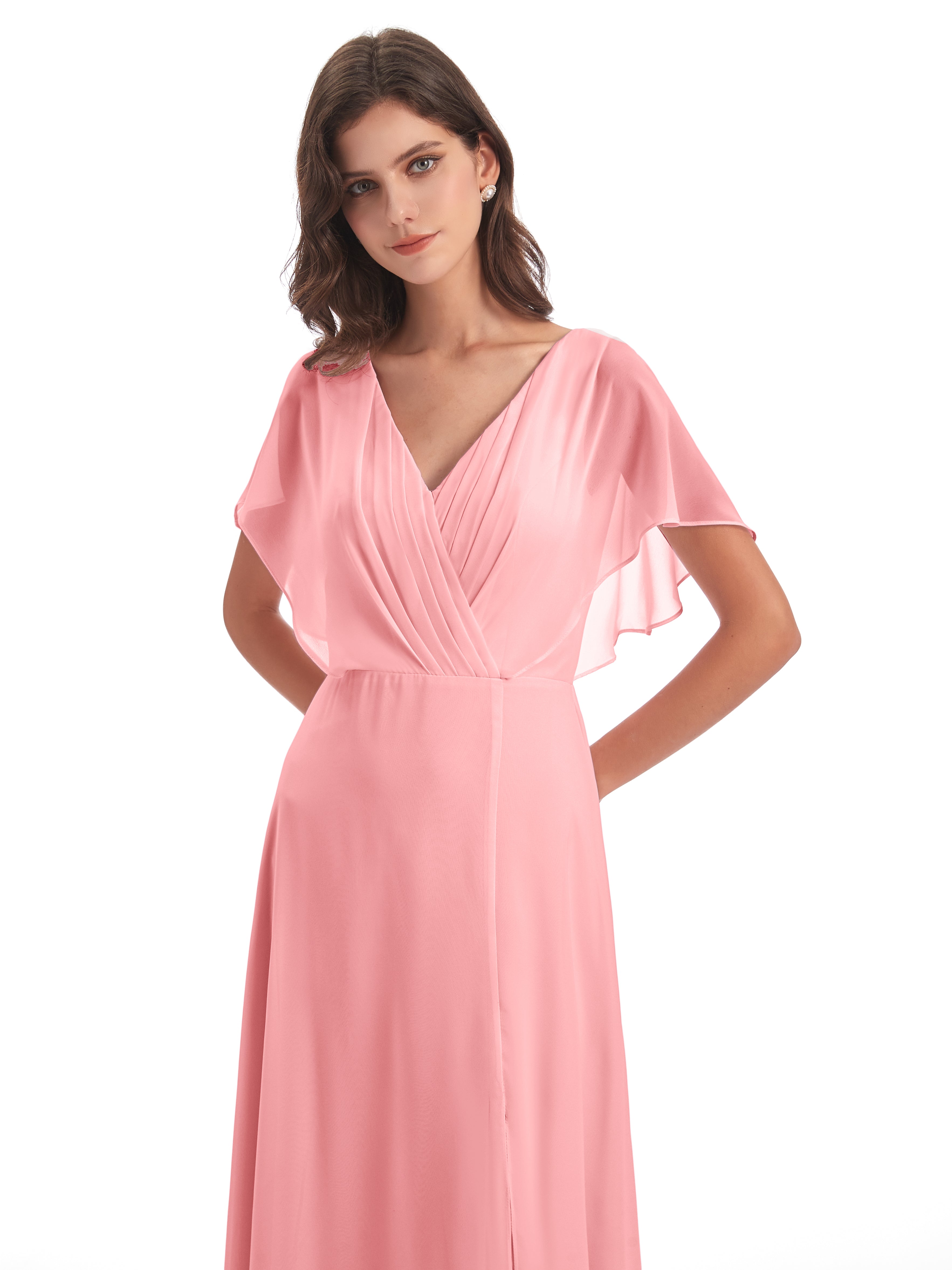 Robes De Demoiselle D'Honneur En Flamant Dos Ouvert Fendue Devant Robes Demoiselle D'Honneur