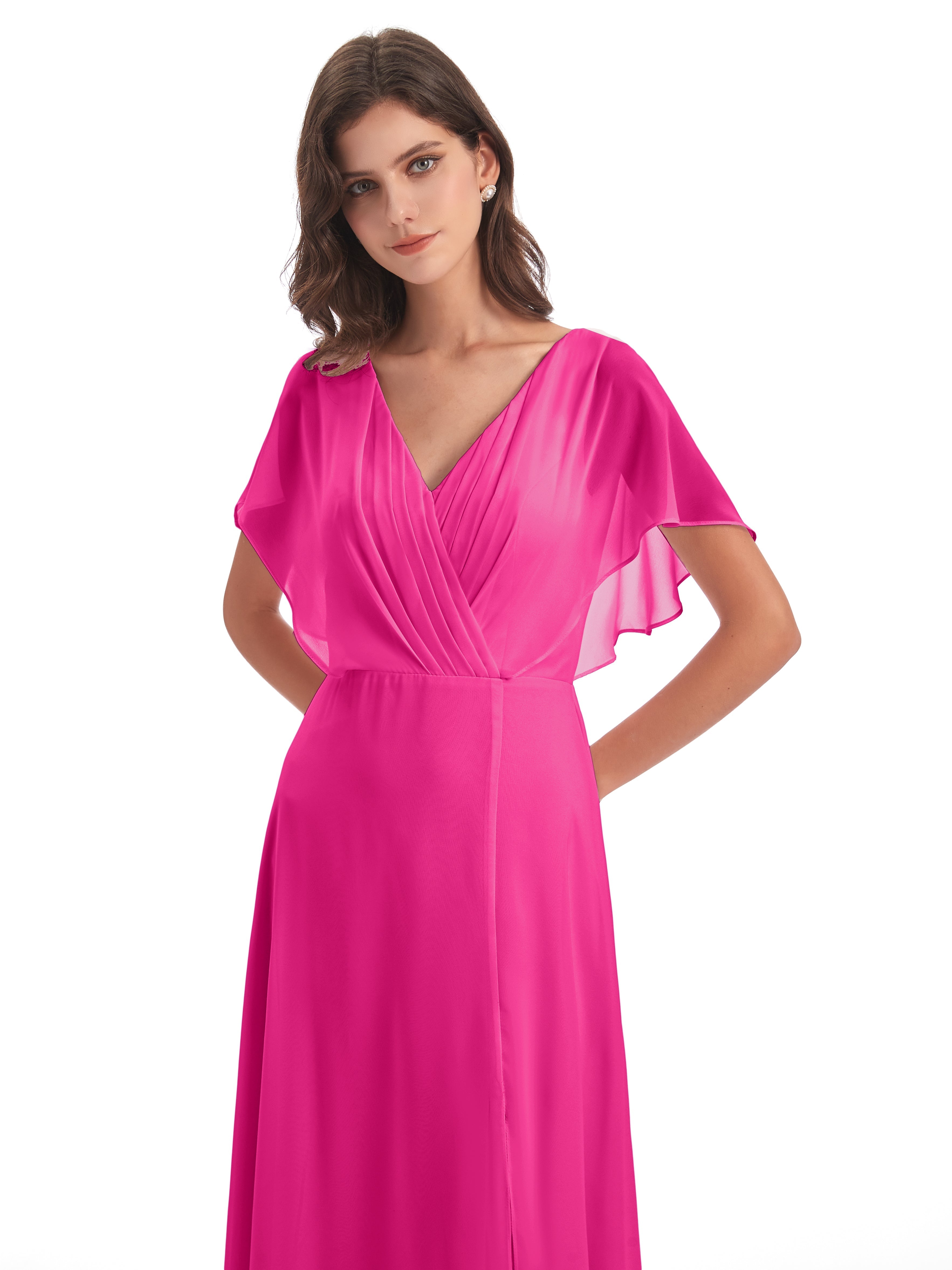 Robe Demoiselle D Honneur Fuchsia Dos Ouvert Fendue Devant Robes Demoiselle D'Honneur
