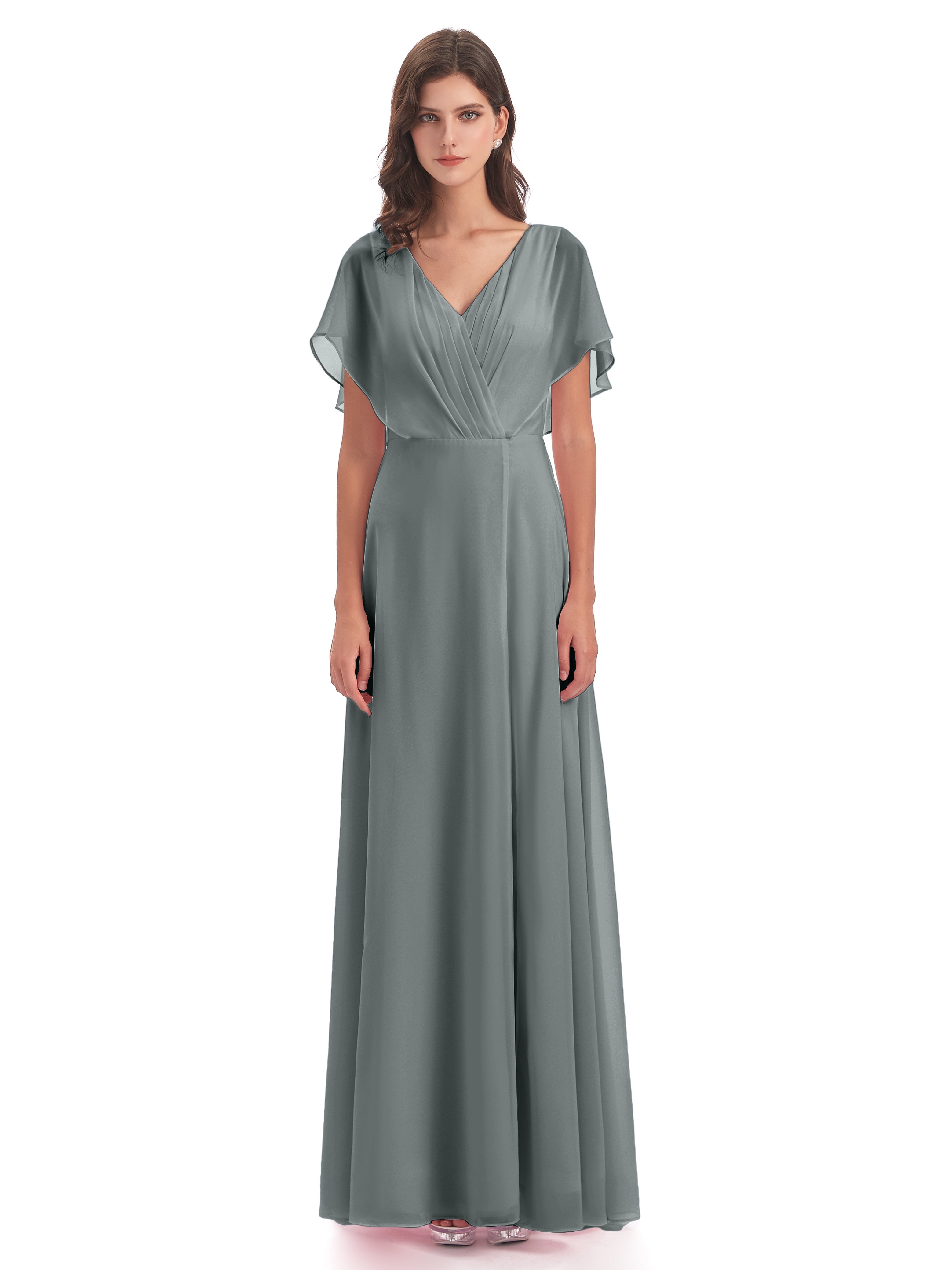 Robe Demoiselle D Honneur Gris Dos Ouvert Fendue Devant Robes Demoiselle D'Honneur