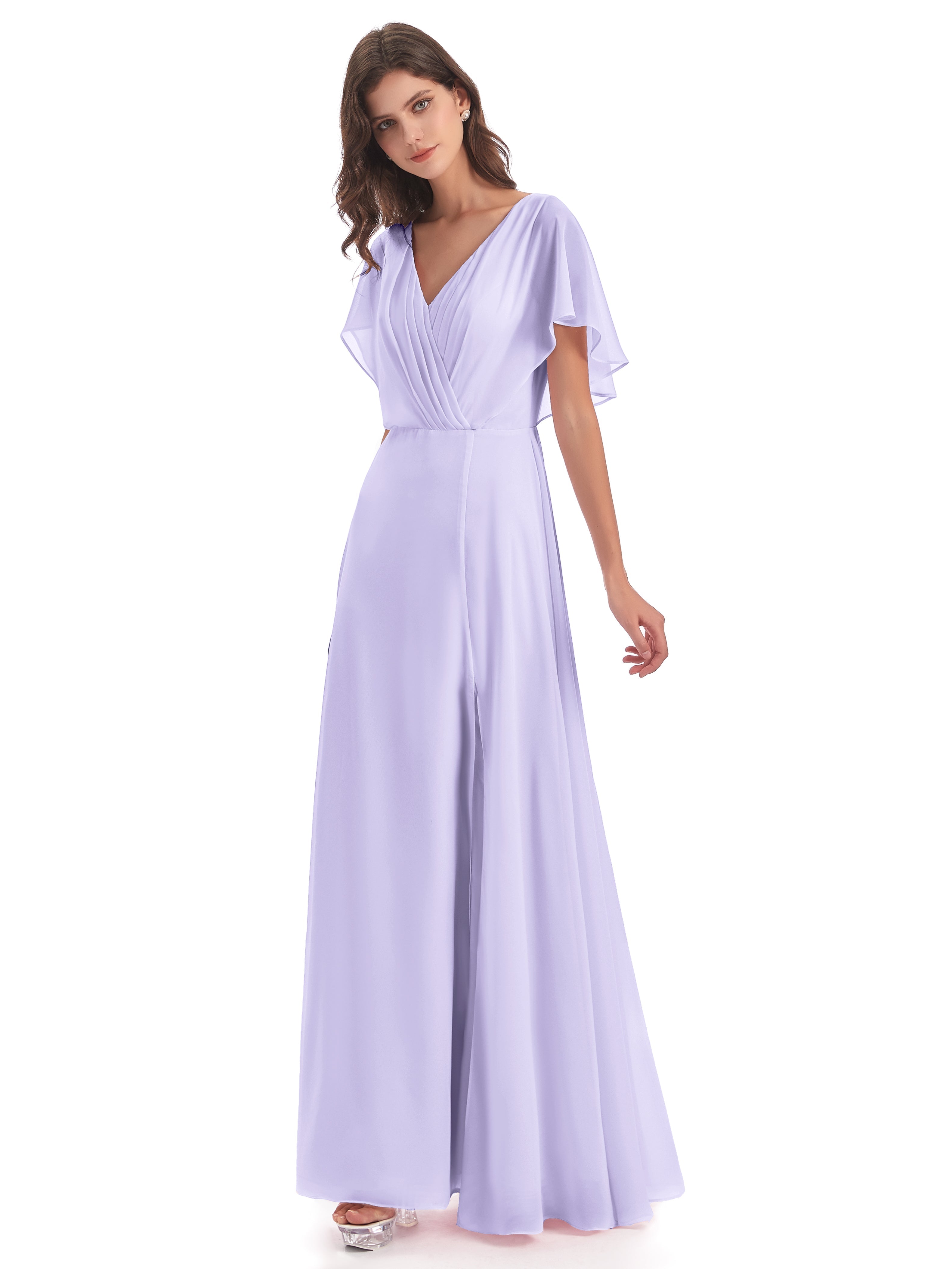 Robe De Demoiselle D Honneur Lilas Dos Ouvert Fendue Devant Robes Demoiselle D'Honneur