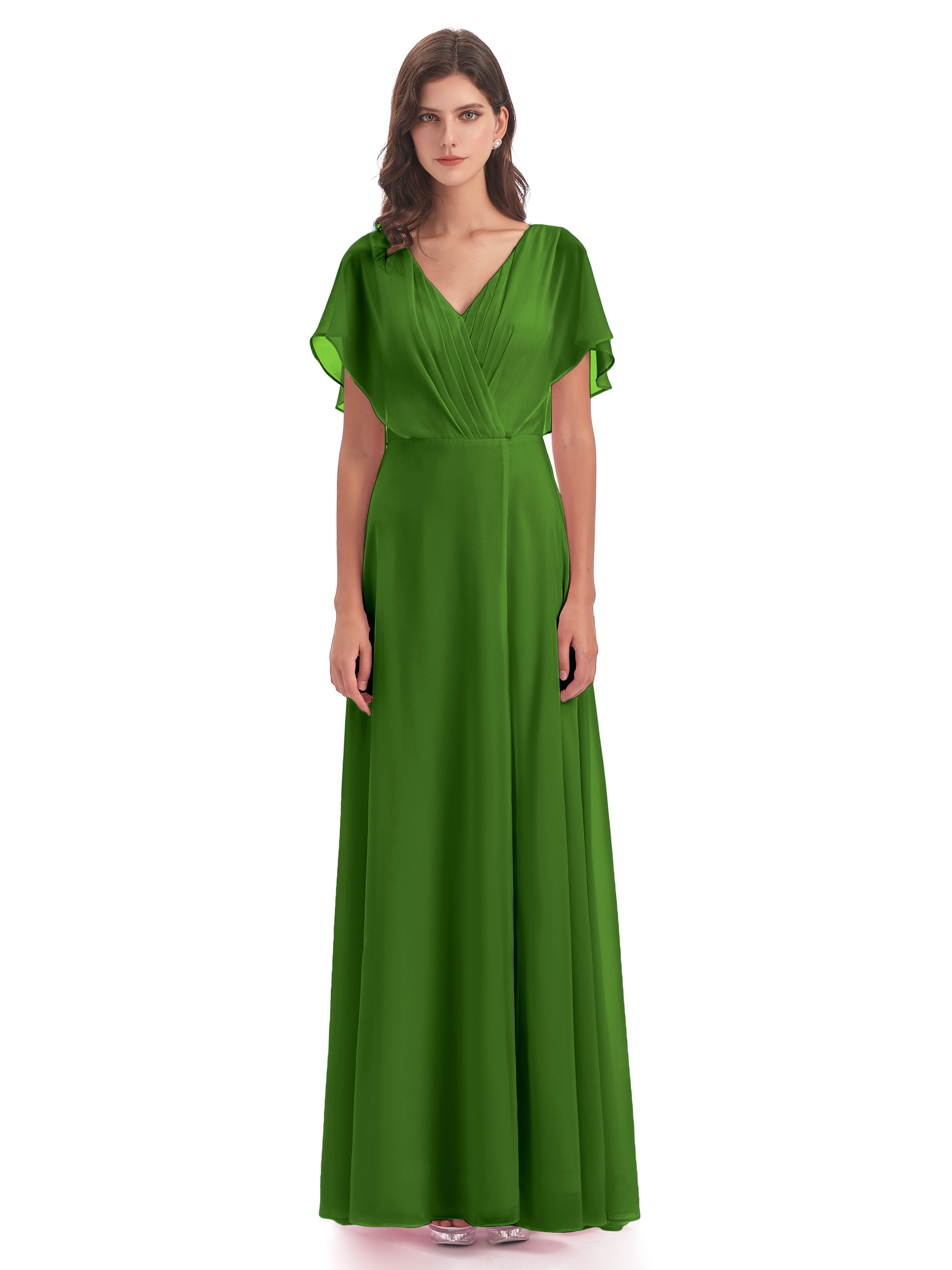 Robes De Demoiselle D'Honneur Vert Mousse Dos Ouvert Fendue Devant Robes Demoiselle D'Honneur