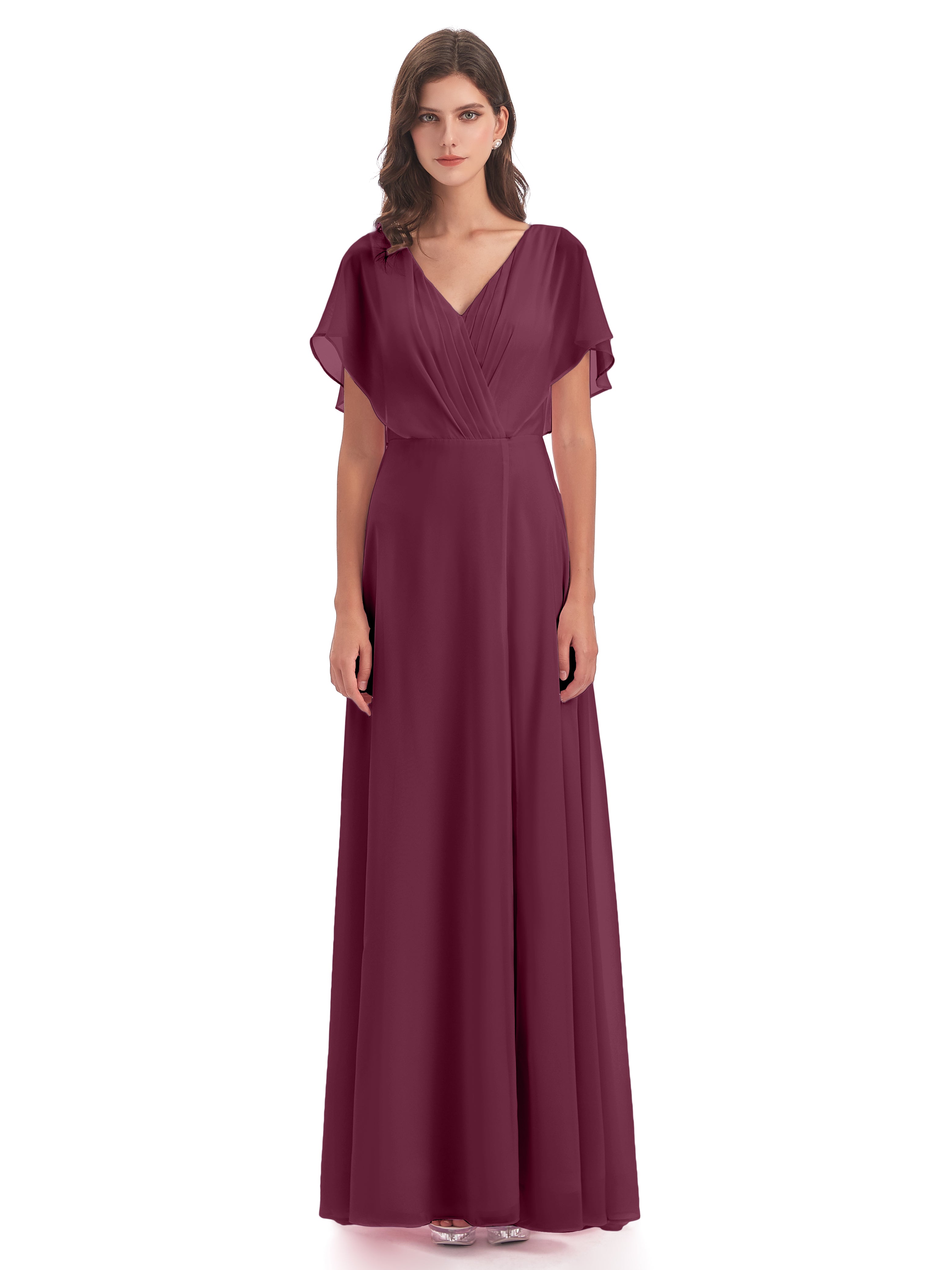 Robes De Demoiselle D'Honneur Mûre Dos Ouvert Fendue Devant Robes Demoiselle D'Honneur