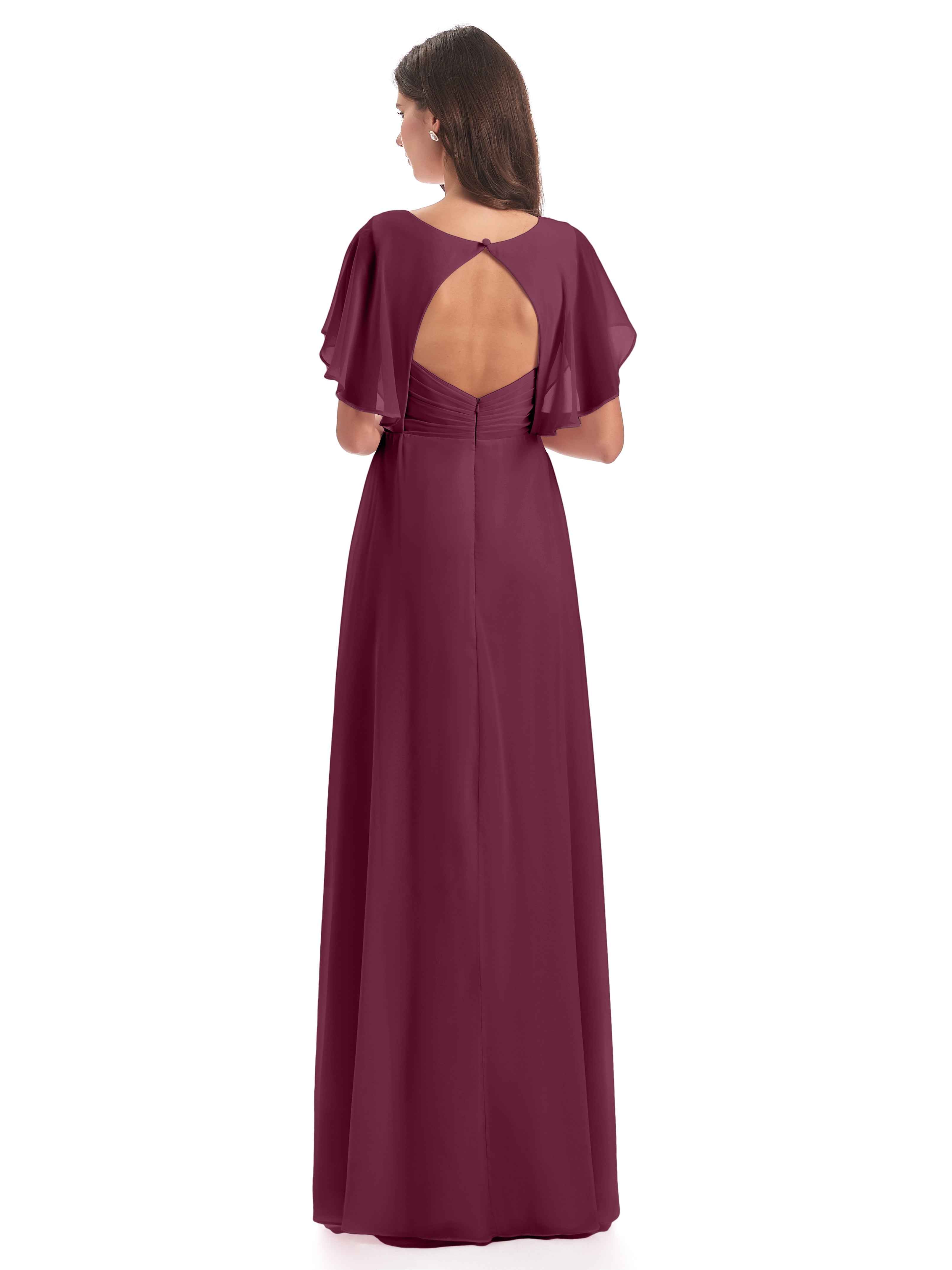 Robes De Demoiselle D'Honneur Mûre Dos Ouvert Fendue Devant Robes Demoiselle D'Honneur