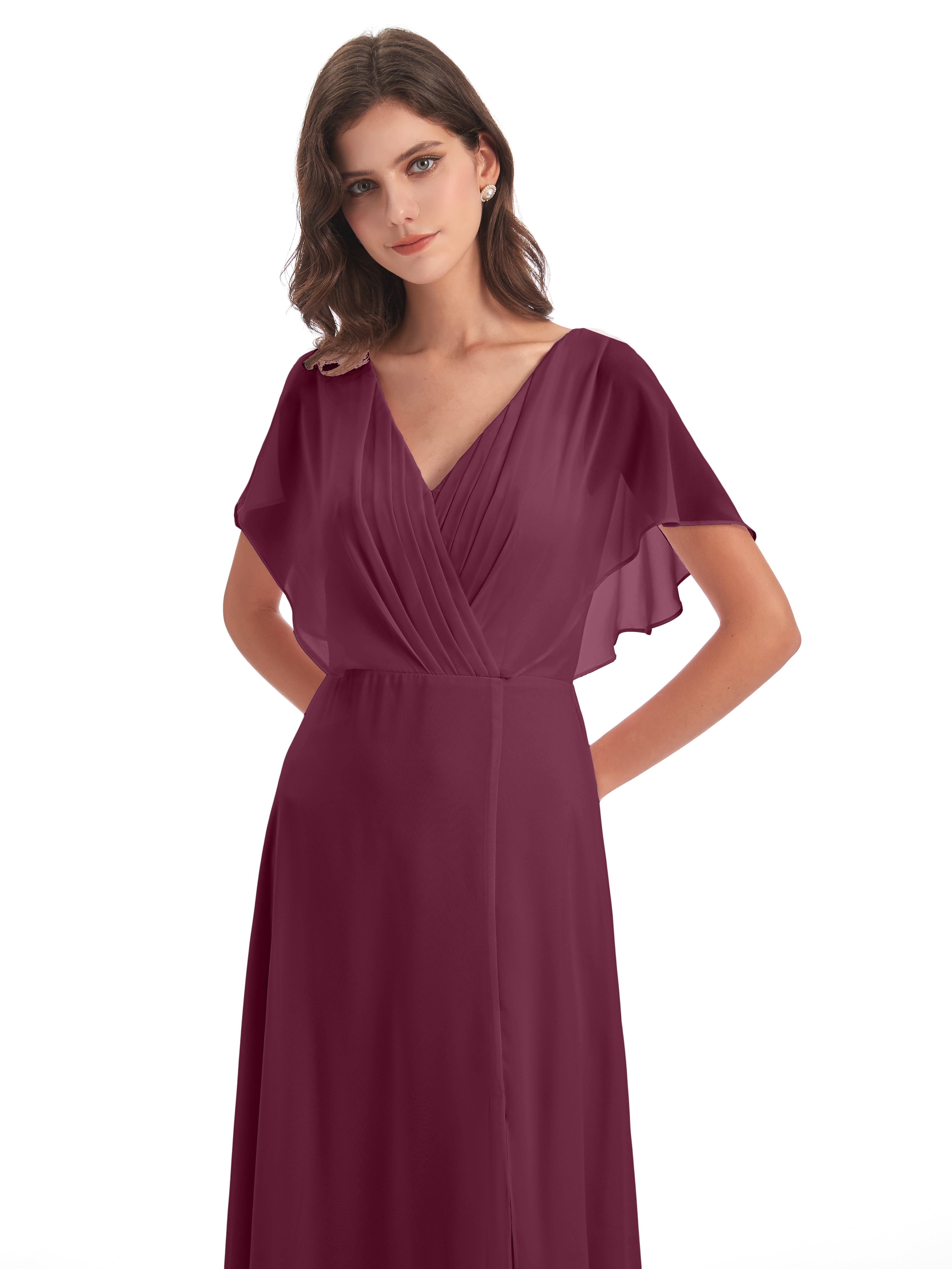 Robes De Demoiselle D'Honneur Mûre Dos Ouvert Fendue Devant Robes Demoiselle D'Honneur