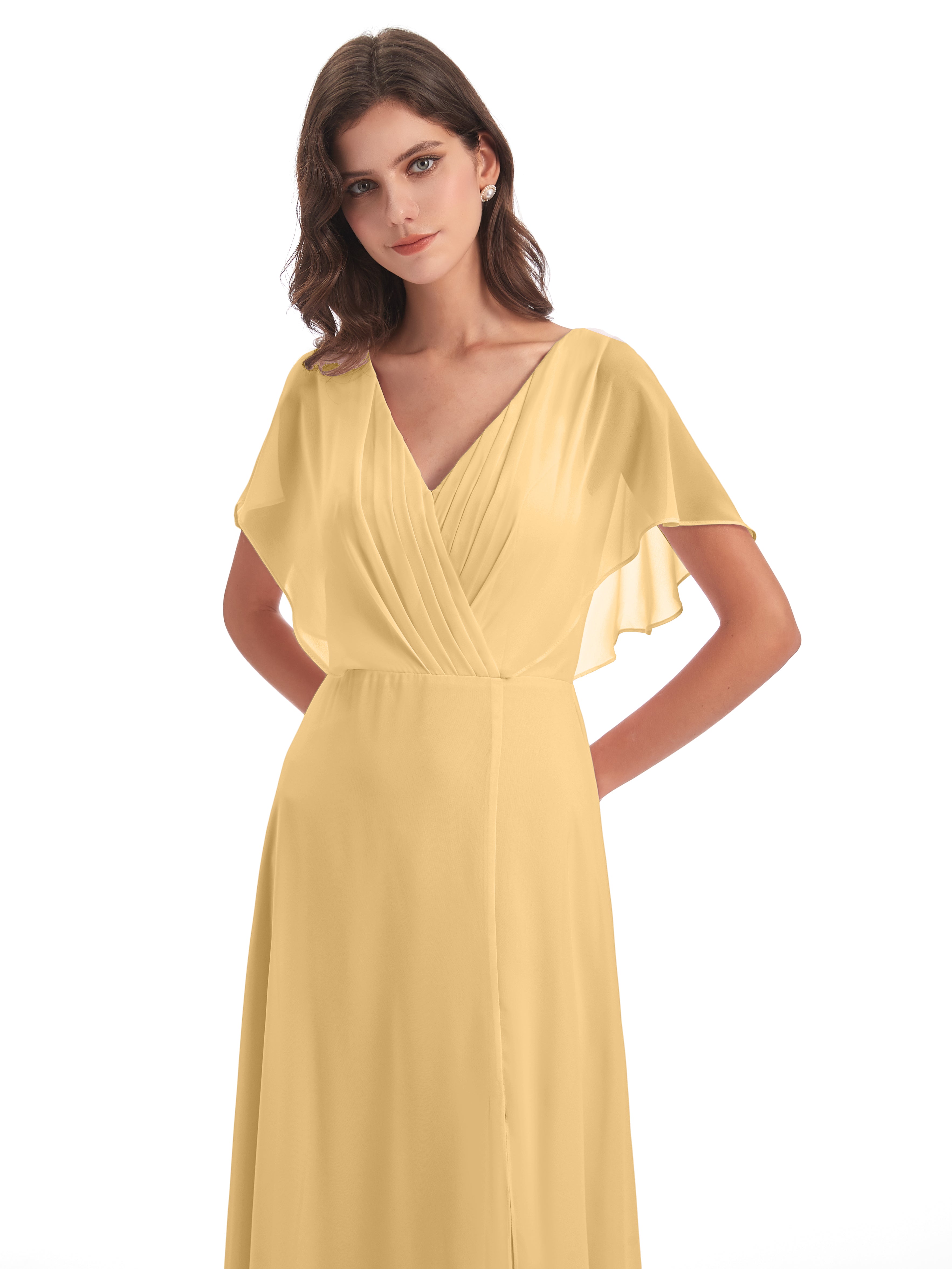 Robe Demoiselle D Honneur Dorée Dos Ouvert Fendue Devant Robes Demoiselle D'Honneur