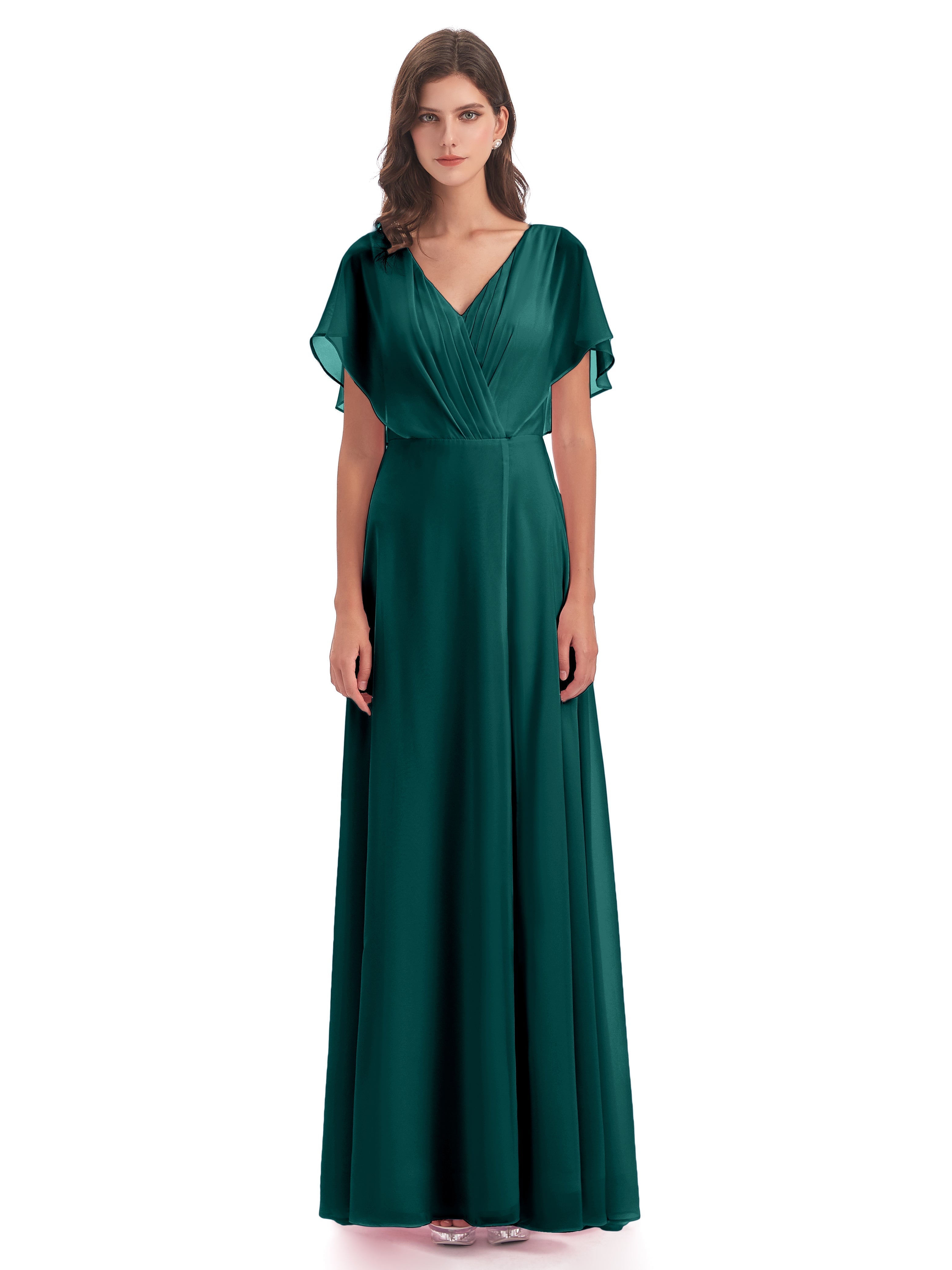 Robe De Demoiselle D'Honneur De Paon Au Sol Dos Ouvert Fendue Devant Robes Demoiselle D'Honneur
