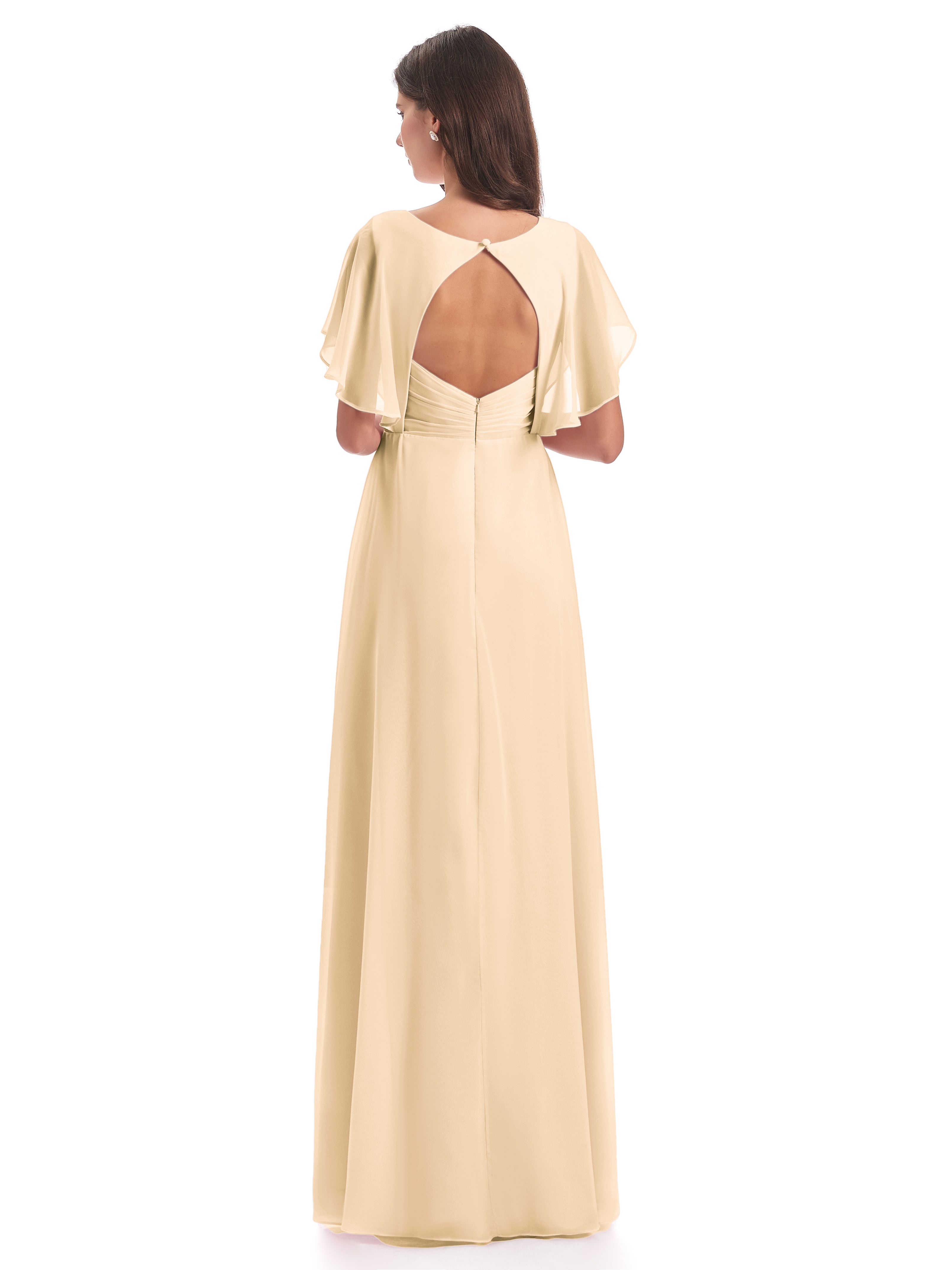Robe Demoiselle D Honneur Couleur Peche Dos Ouvert Fendue Devant Robes Demoiselle D'Honneur
