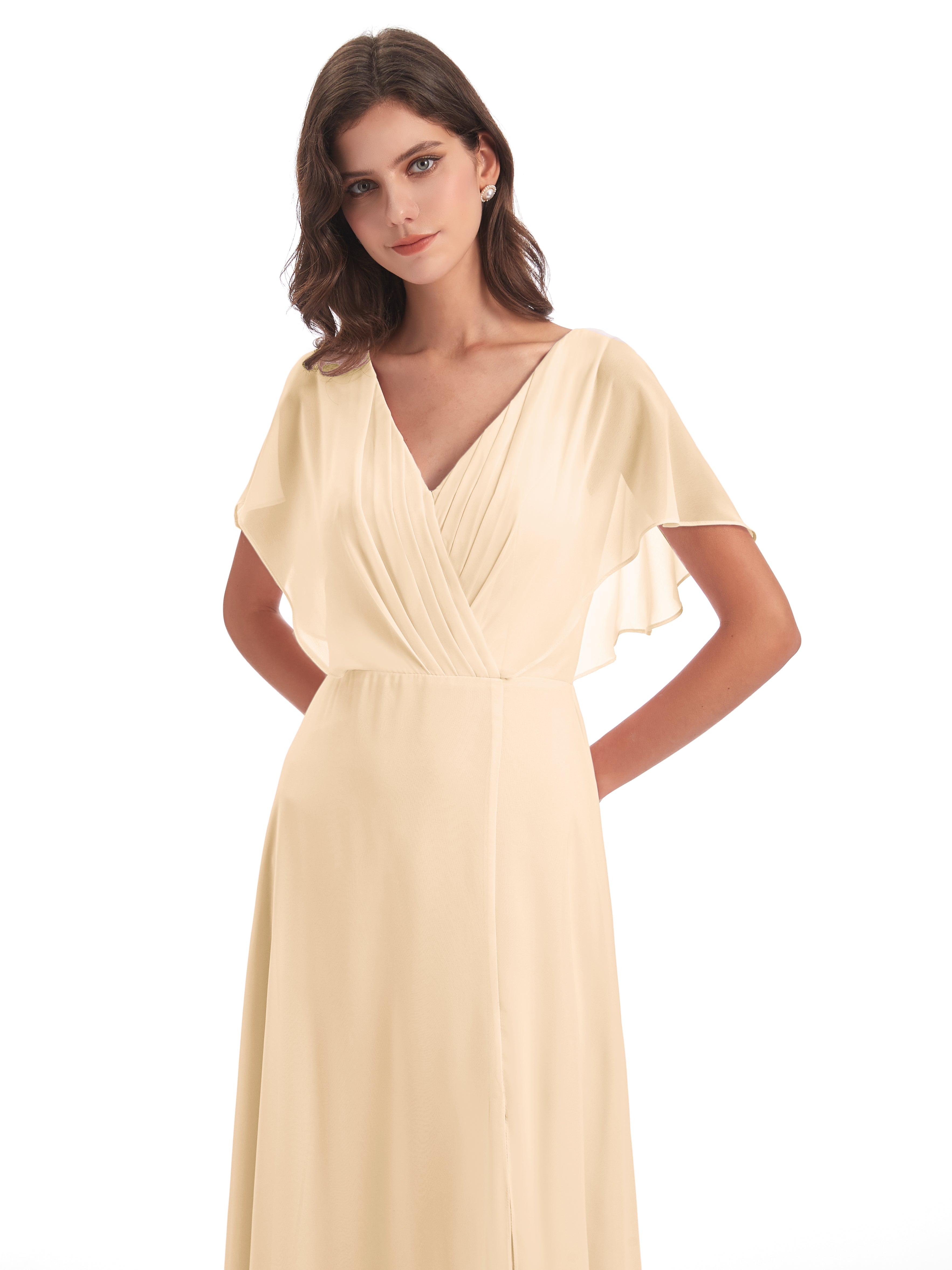 Robe Demoiselle D Honneur Couleur Peche Dos Ouvert Fendue Devant Robes Demoiselle D'Honneur