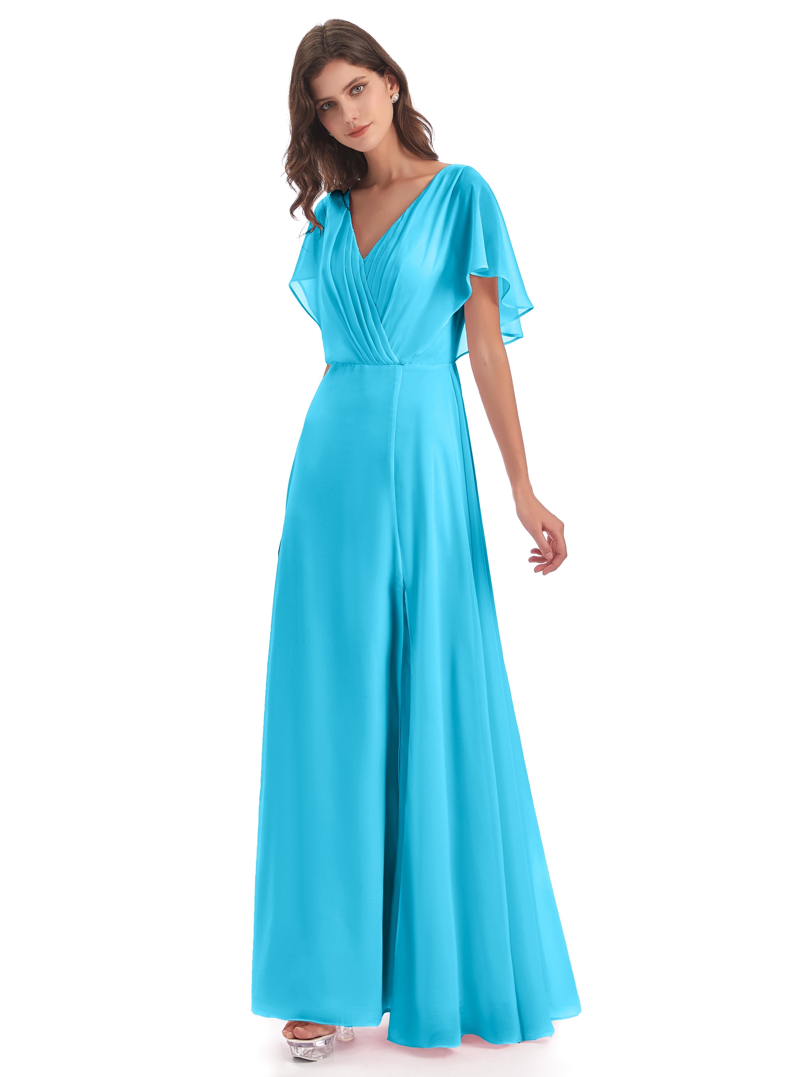 Robe De Demoiselle D'Honneur En Piscine Dos Ouvert Fendue Devant Robes Demoiselle D'Honneur