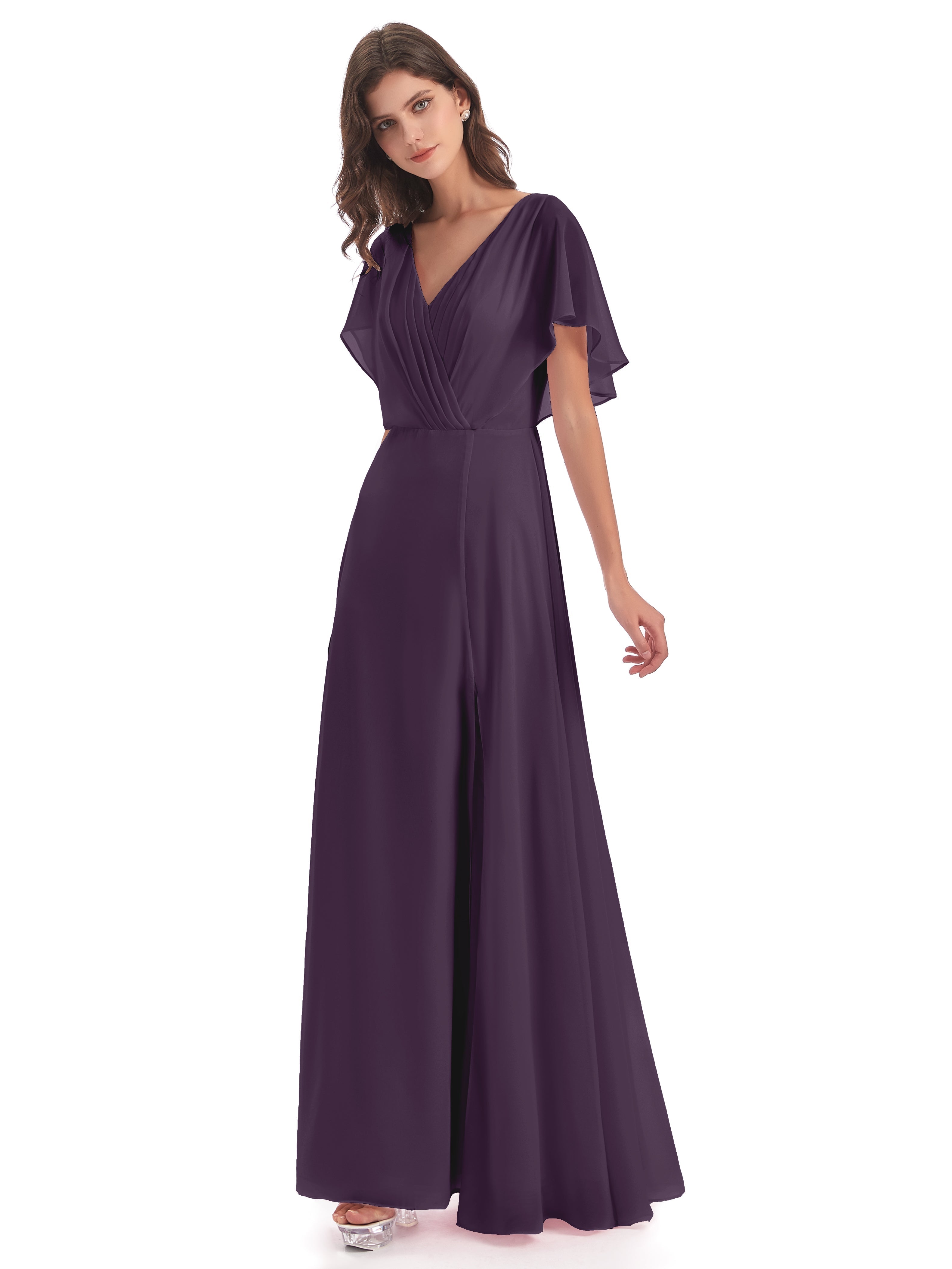 Robe De Demoiselle D'Honneur En Plum Dos Ouvert Fendue Devant Robes Demoiselle D'Honneur