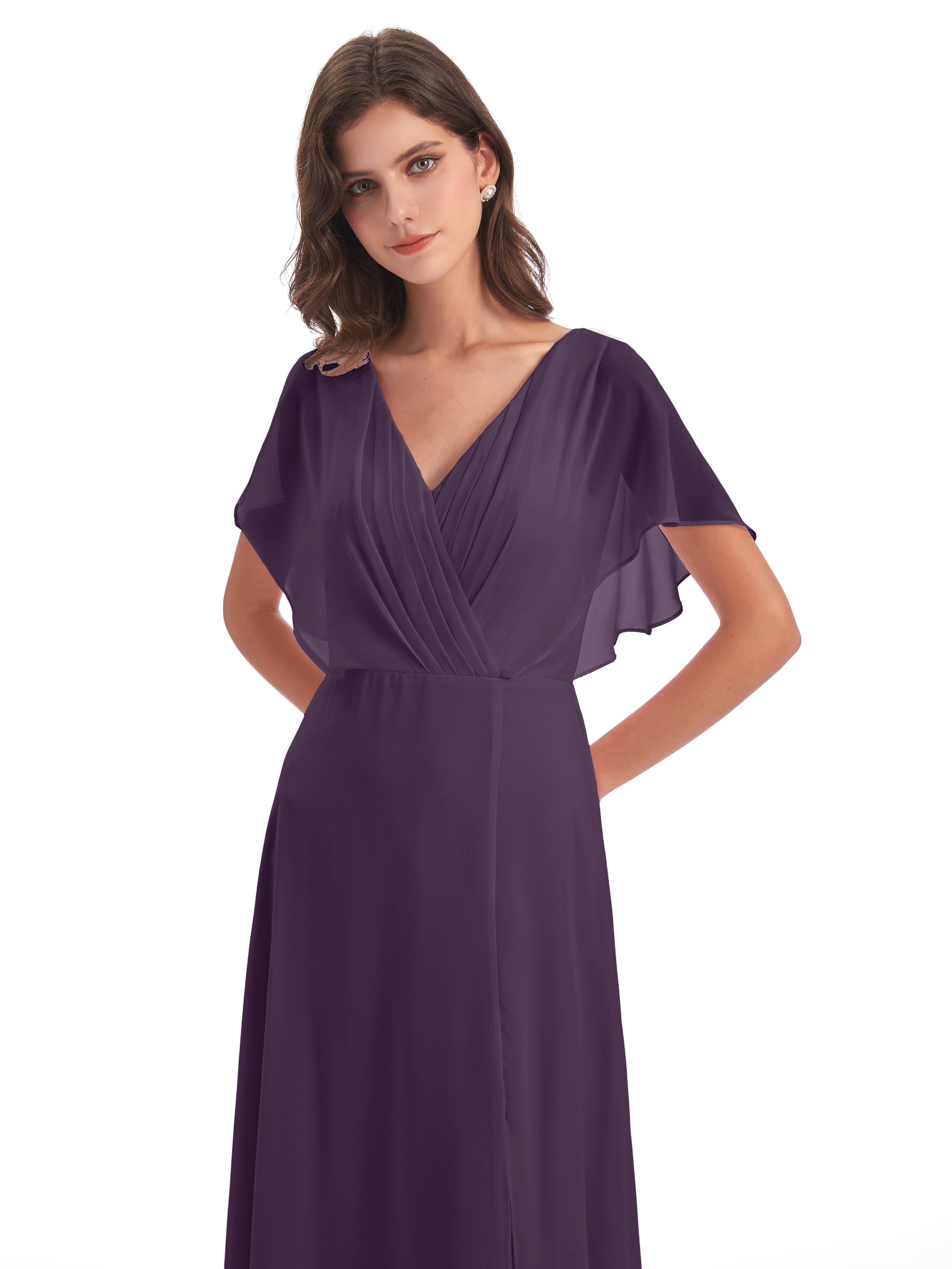 Robe De Demoiselle D'Honneur En Plum Dos Ouvert Fendue Devant Robes Demoiselle D'Honneur