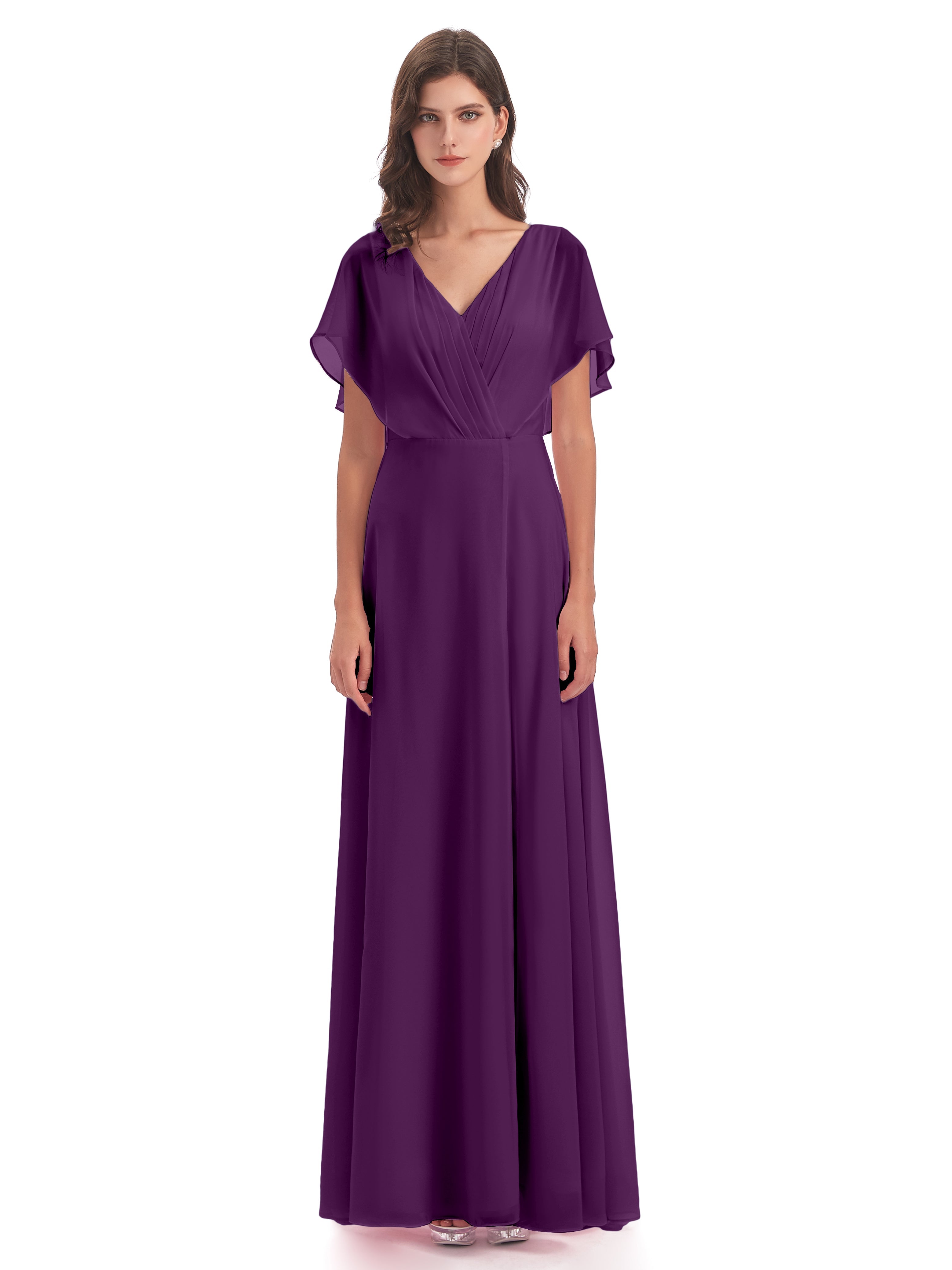 Robes De Demoiselle D'Honneur En Raisin Dos Ouvert Fendue Devant Robes Demoiselle D'Honneur