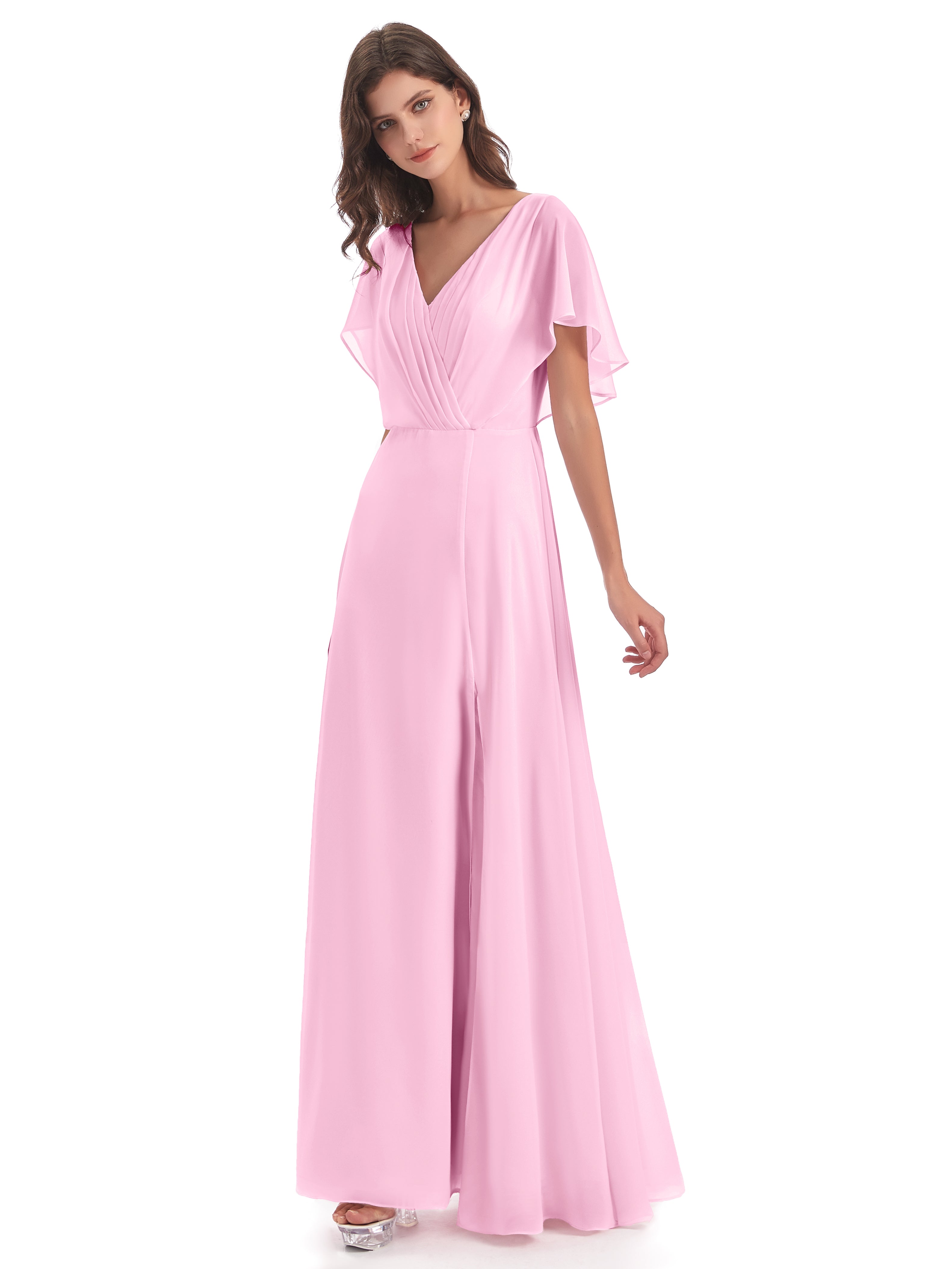 Robes De Demoiselle D'Honneur Rose Bonbon Dos Ouvert Fendue Devant Robes Demoiselle D'Honneur