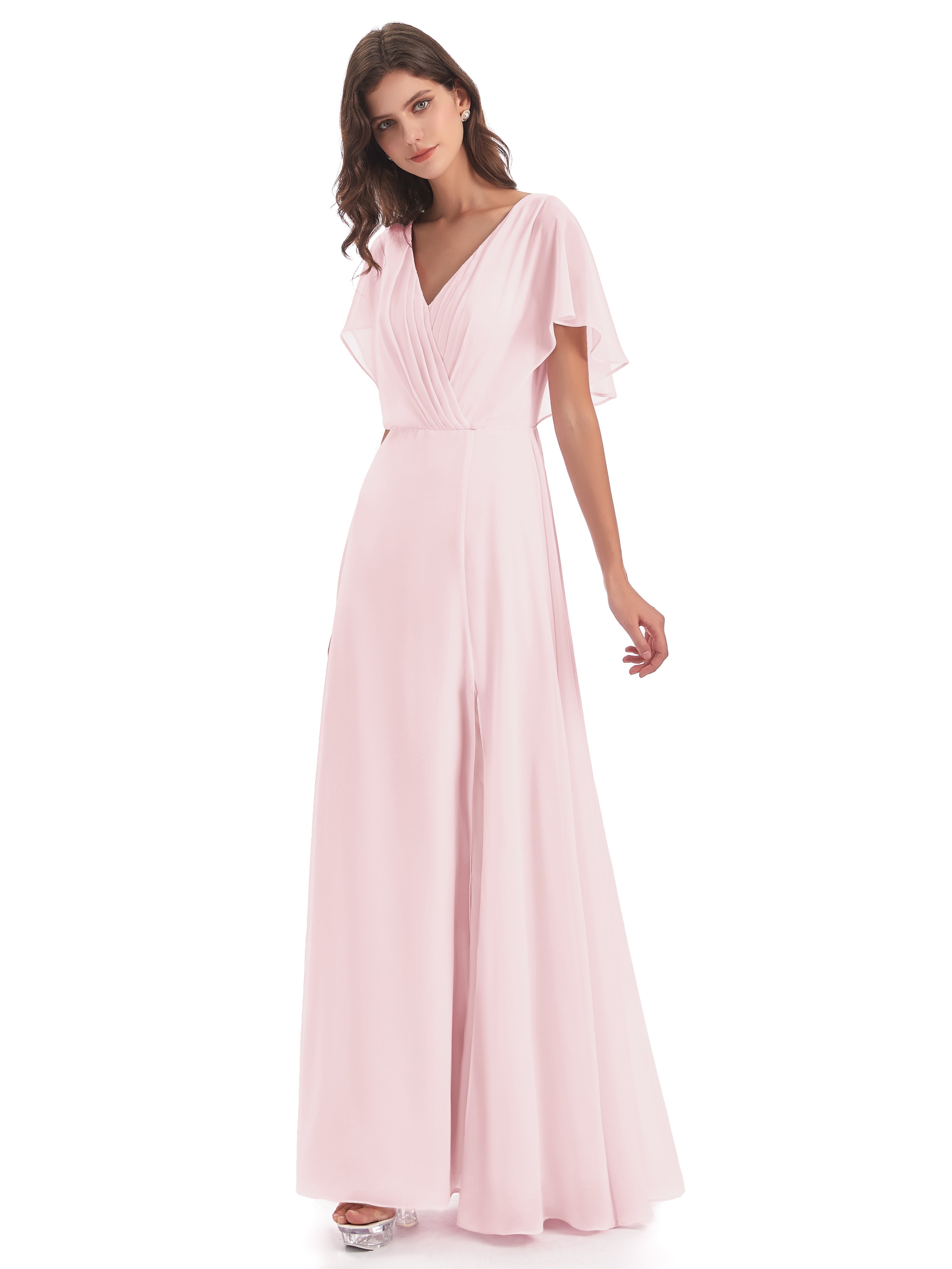 Robe Demoiselle Dhonneur Rose Pale Dos Ouvert Fendue Devant Robes Demoiselle D'Honneur