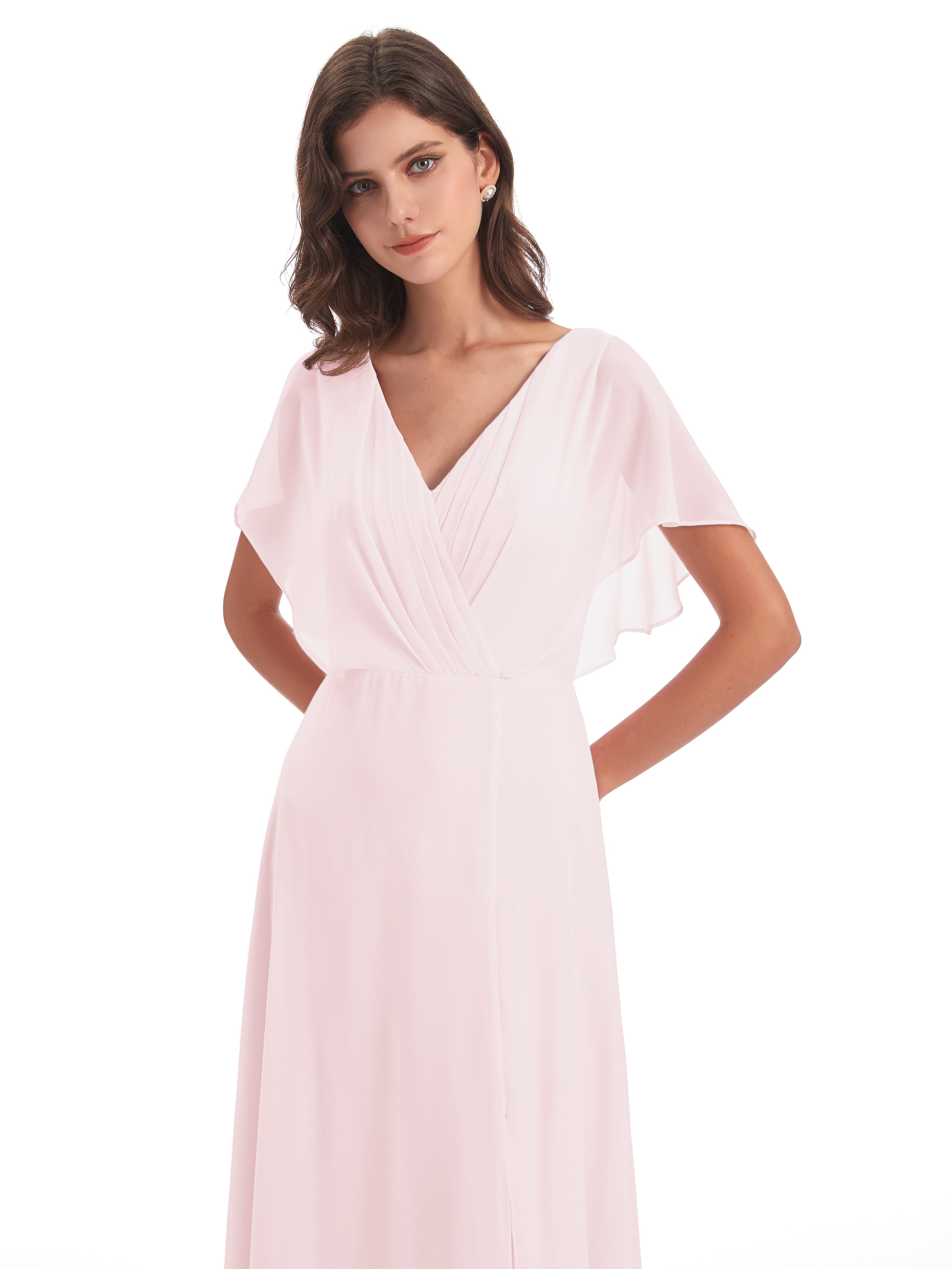 Robe Demoiselle Dhonneur Rose Pale Dos Ouvert Fendue Devant Robes Demoiselle D'Honneur