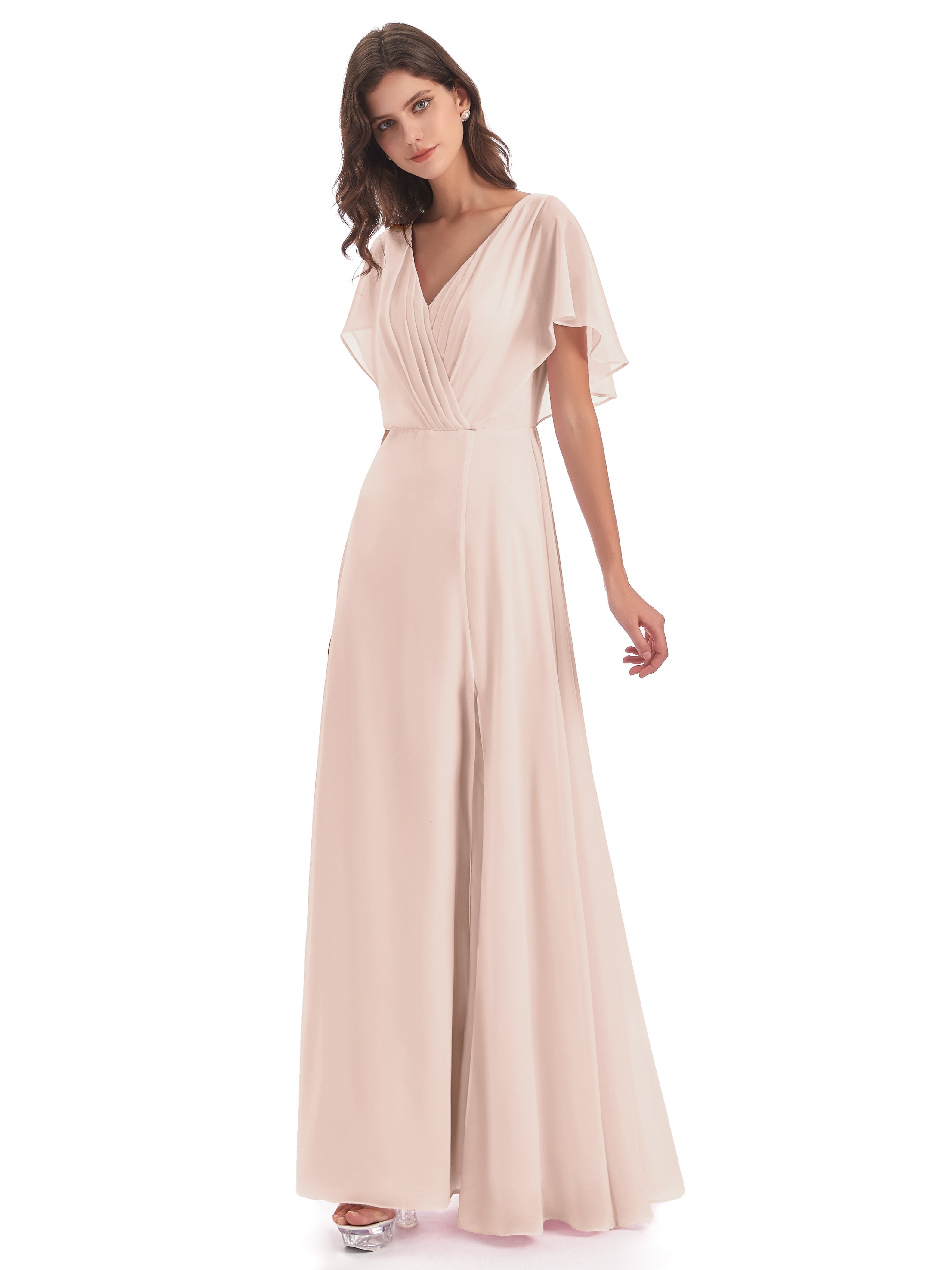 Robe De Demoiselle D'Honneur En Perles Dos Ouvert Fendue Devant Robes Demoiselle D'Honneur