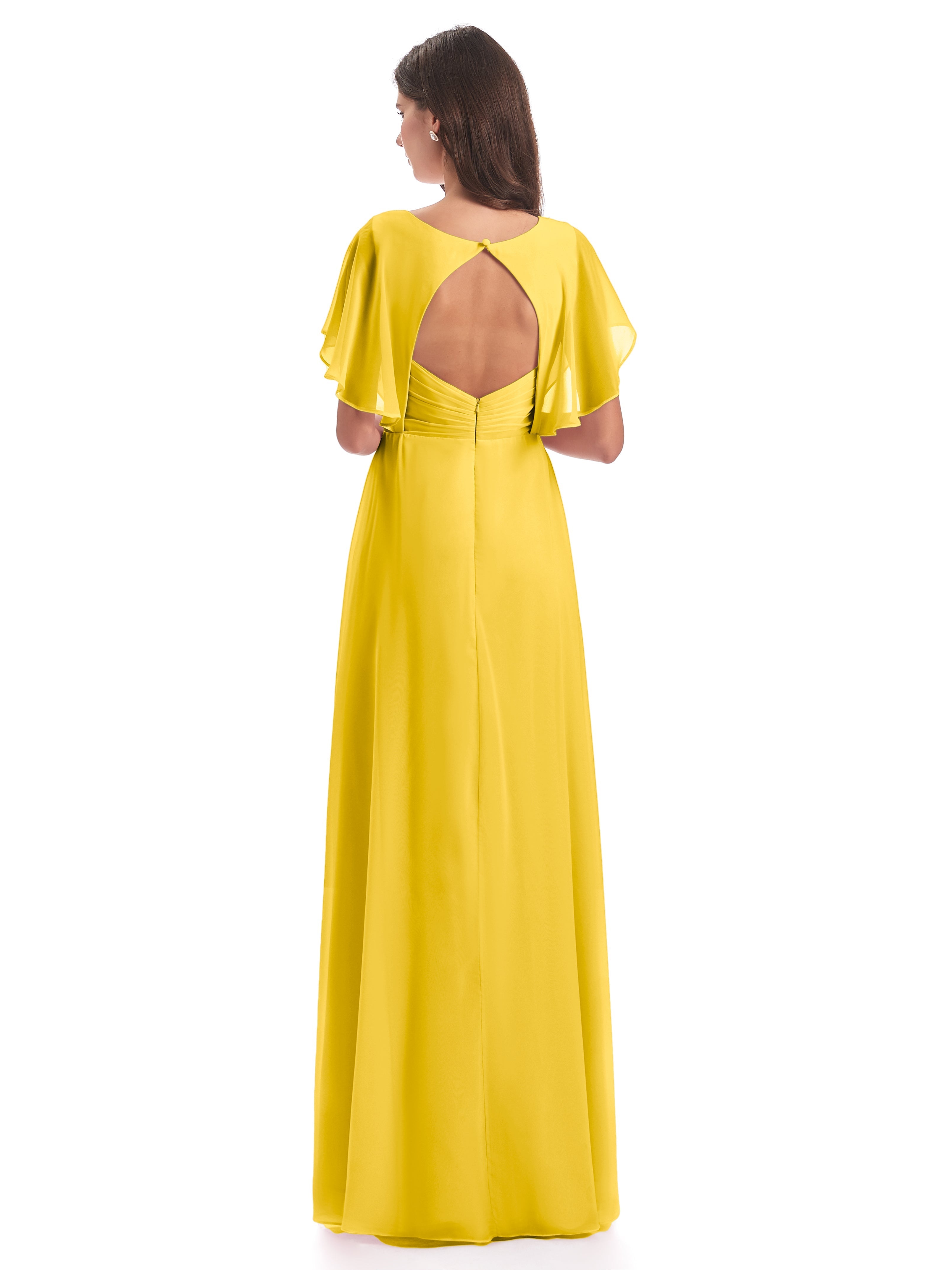 Robe De Demoiselle D'Honneur Souci Dos Ouvert Fendue Devant Robes Demoiselle D'Honneur
