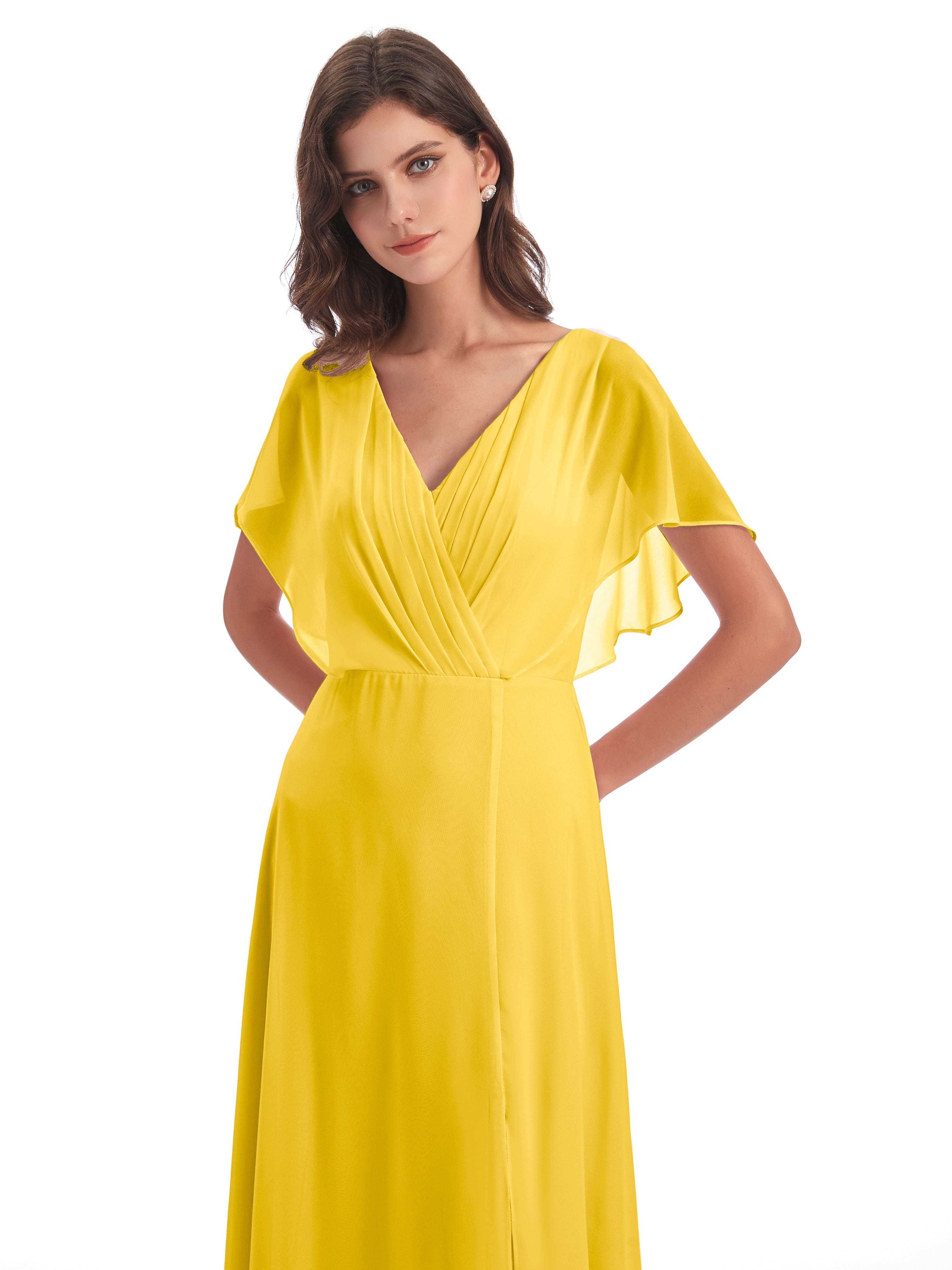 Robe De Demoiselle D'Honneur Souci Dos Ouvert Fendue Devant Robes Demoiselle D'Honneur