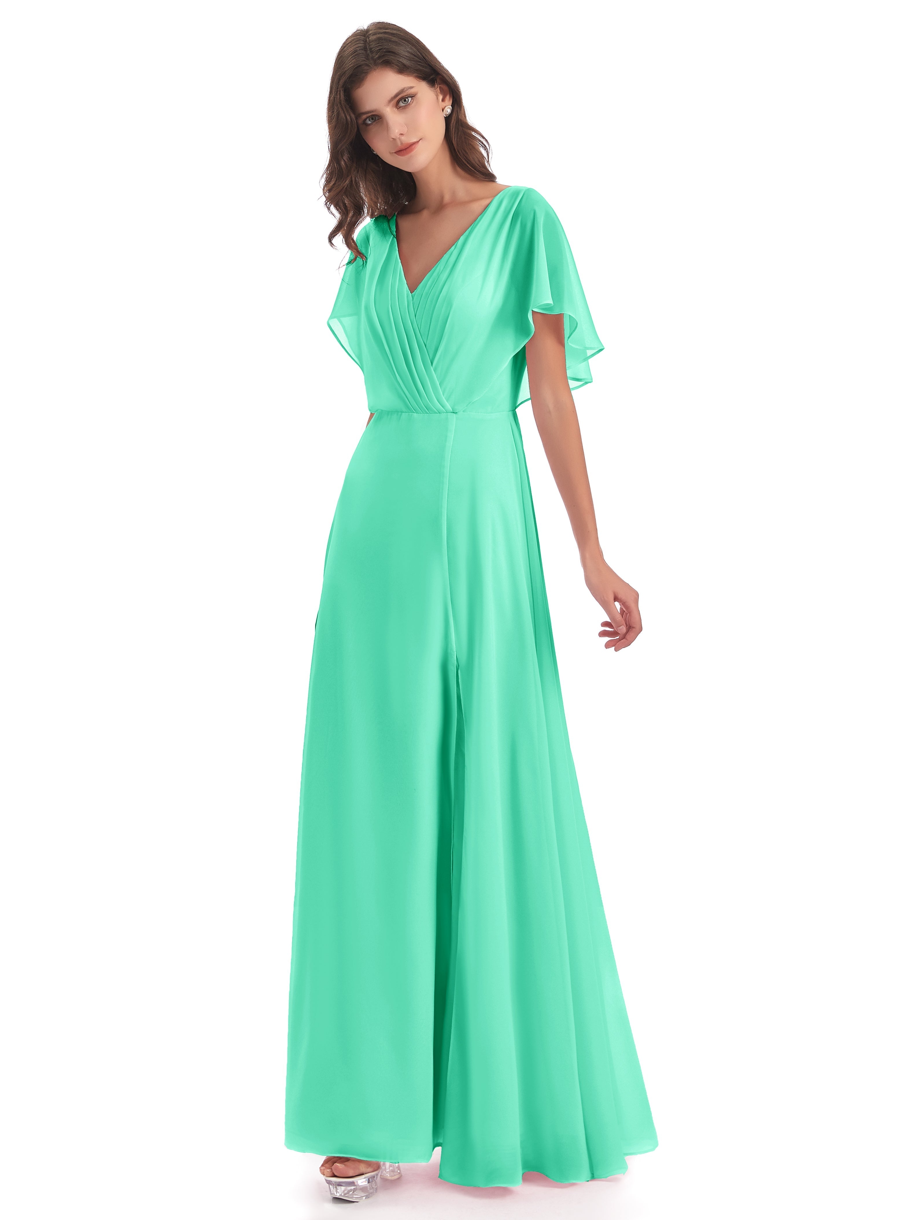 Robe Bleu Turquoise Demoiselle D Honneur Dos Ouvert Fendue Devant Robes Demoiselle D'Honneur