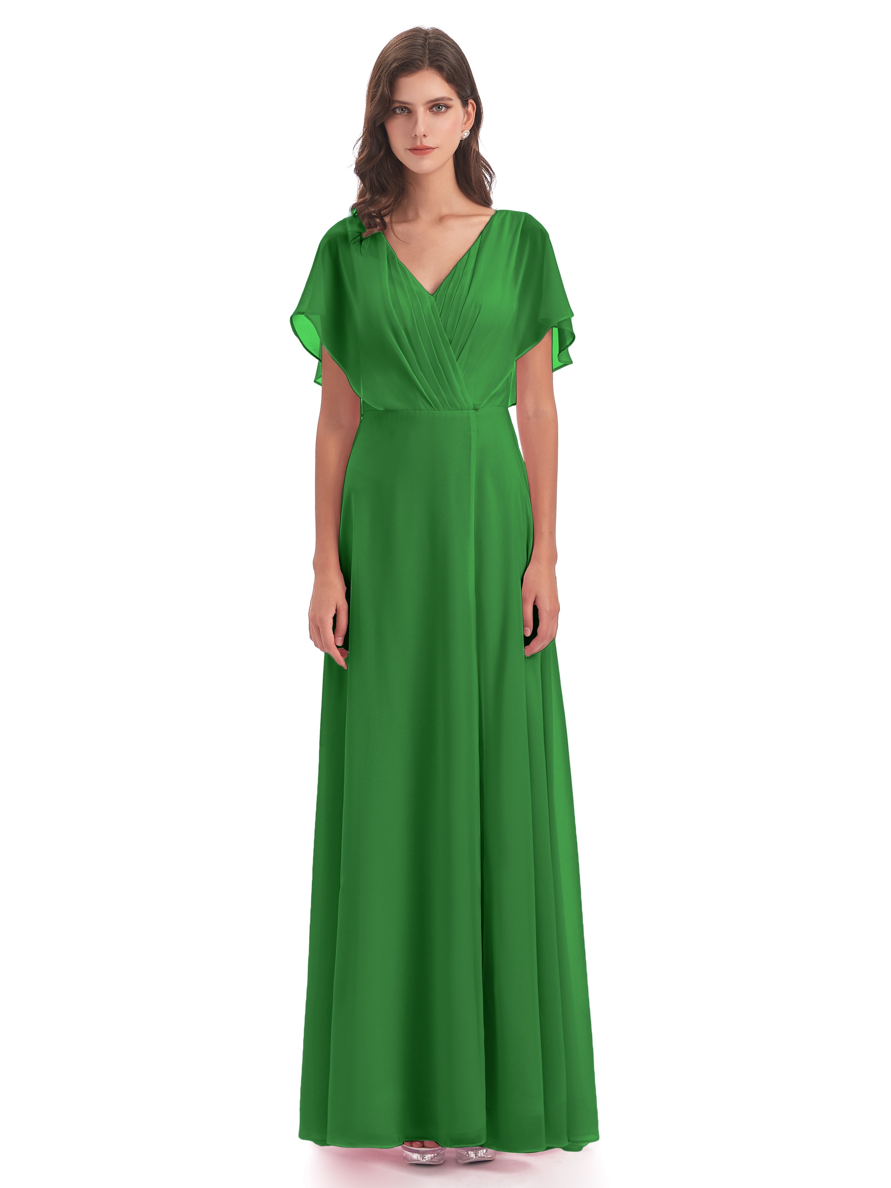 Robes De Demoiselle D'Honneur Vert Pin Dos Ouvert Fendue Devant Robes Demoiselle D'Honneur