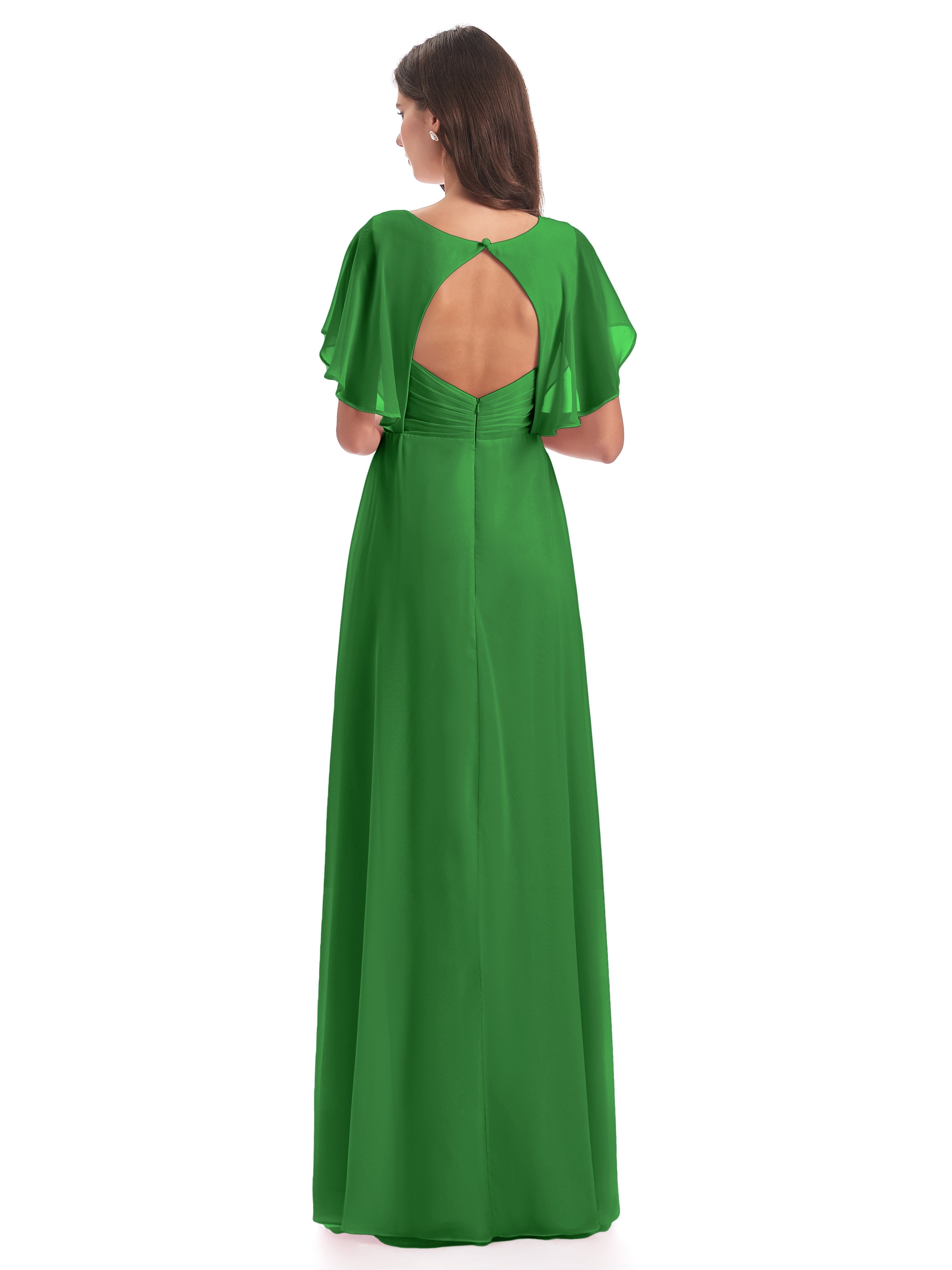 Robes De Demoiselle D'Honneur Vert Pin Dos Ouvert Fendue Devant Robes Demoiselle D'Honneur