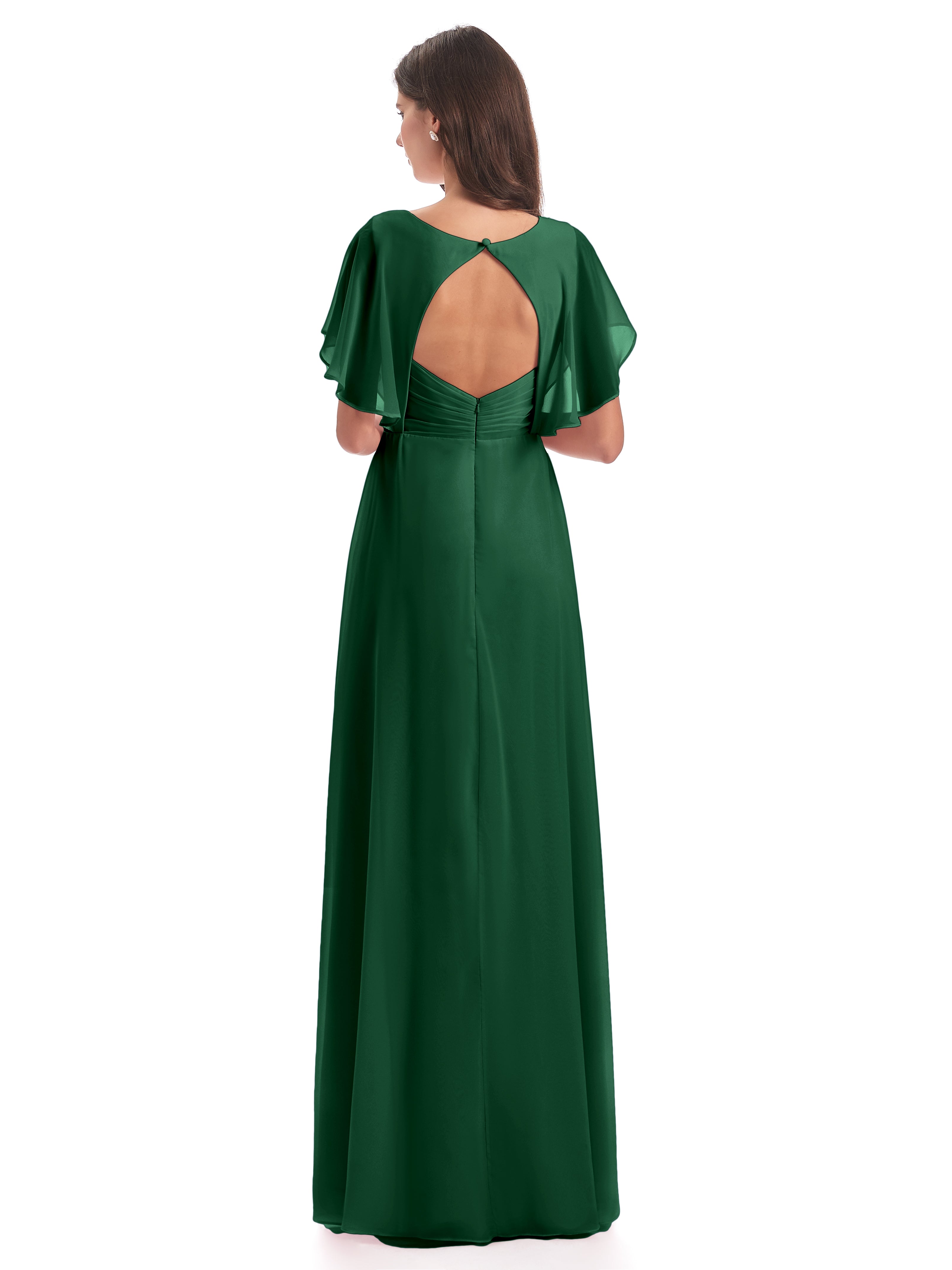 Robes De Demoiselle D'Honneur Vert Foncé Dos Ouvert Fendue Devant Robes Demoiselle D'Honneur