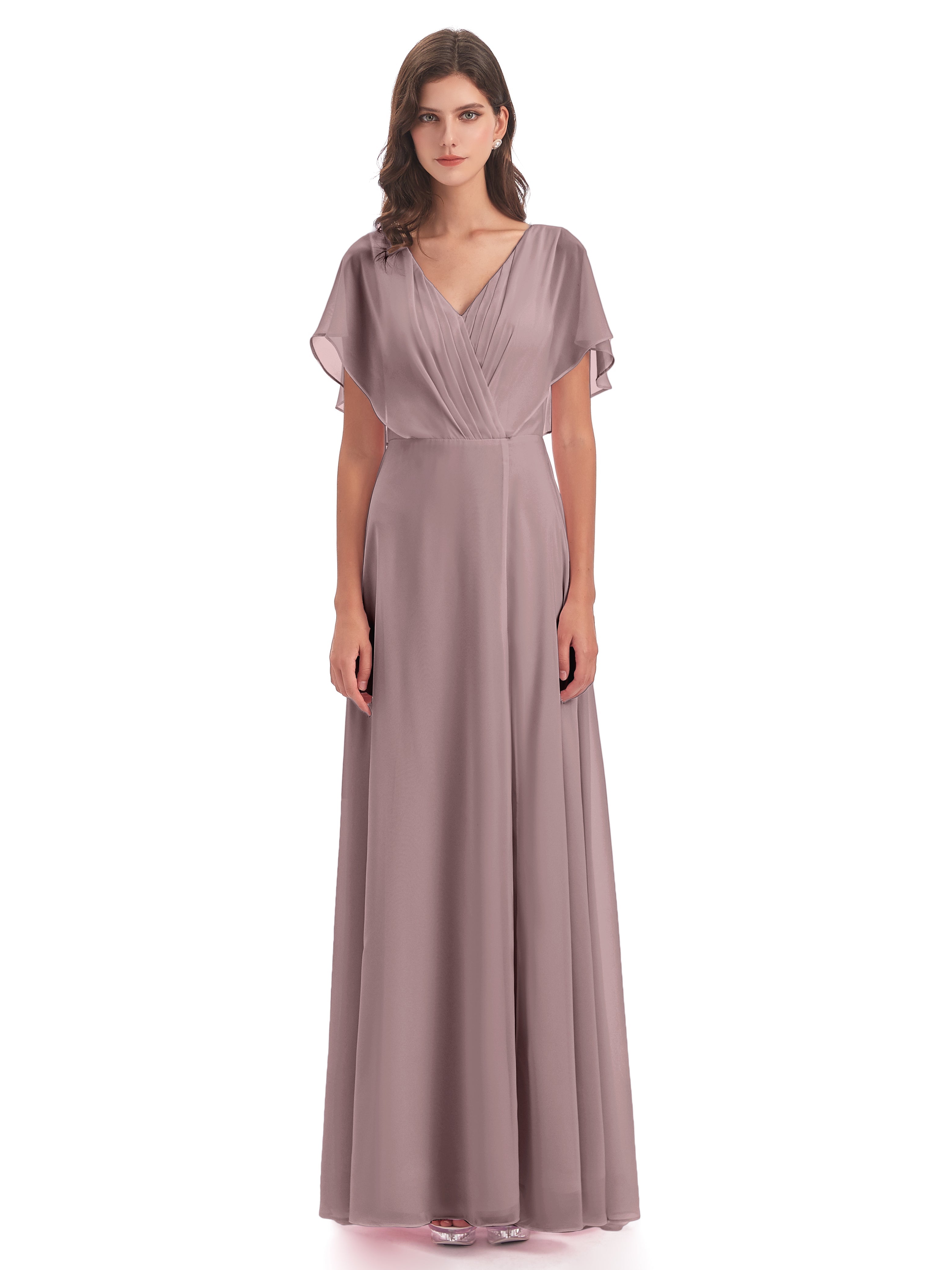 Robes De Demoiselle D'Honneur Vintage Mauve Dos Ouvert Fendue Devant Robes Demoiselle D'Honneur