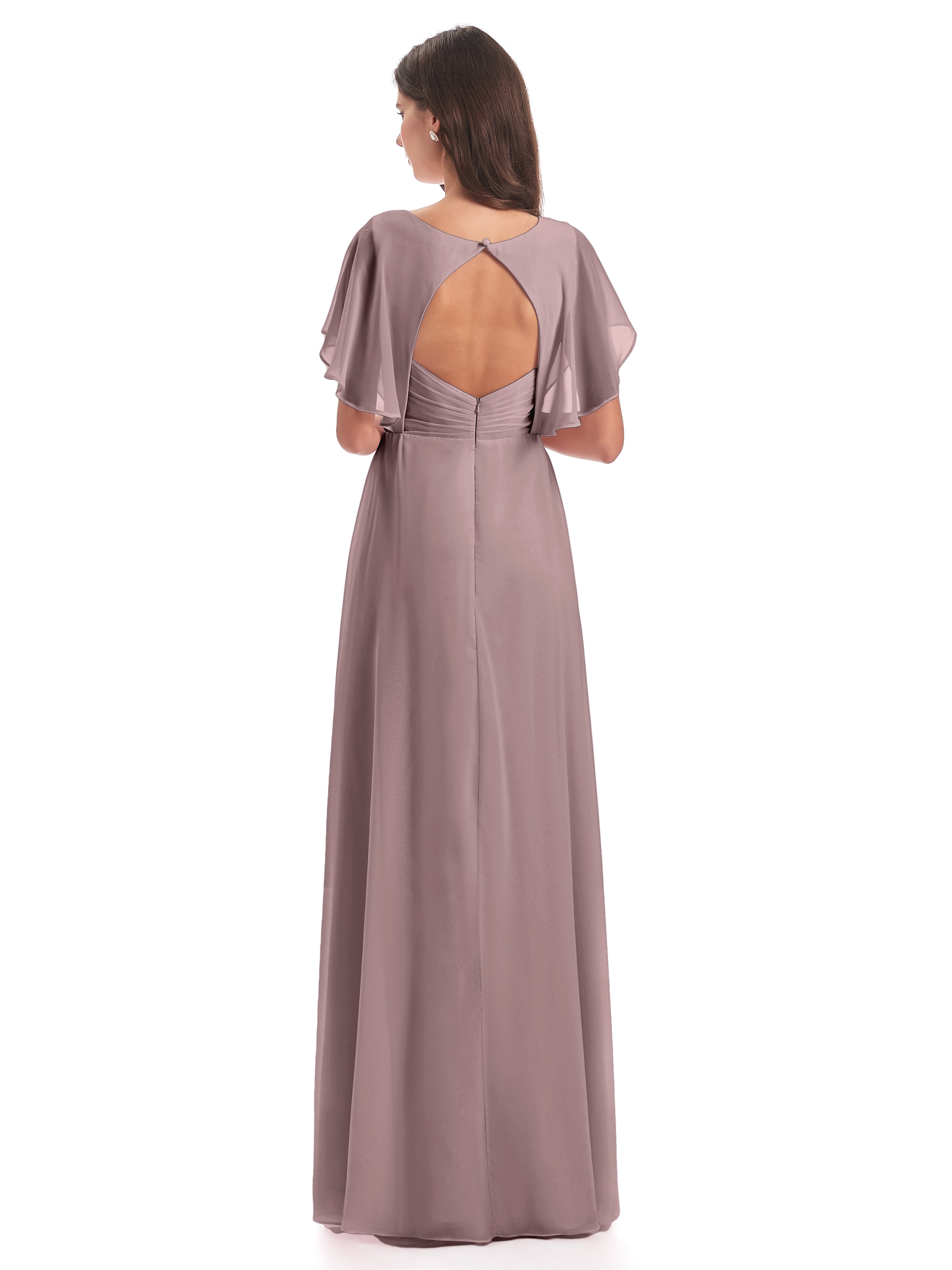 Robes De Demoiselle D'Honneur Vintage Mauve Dos Ouvert Fendue Devant Robes Demoiselle D'Honneur