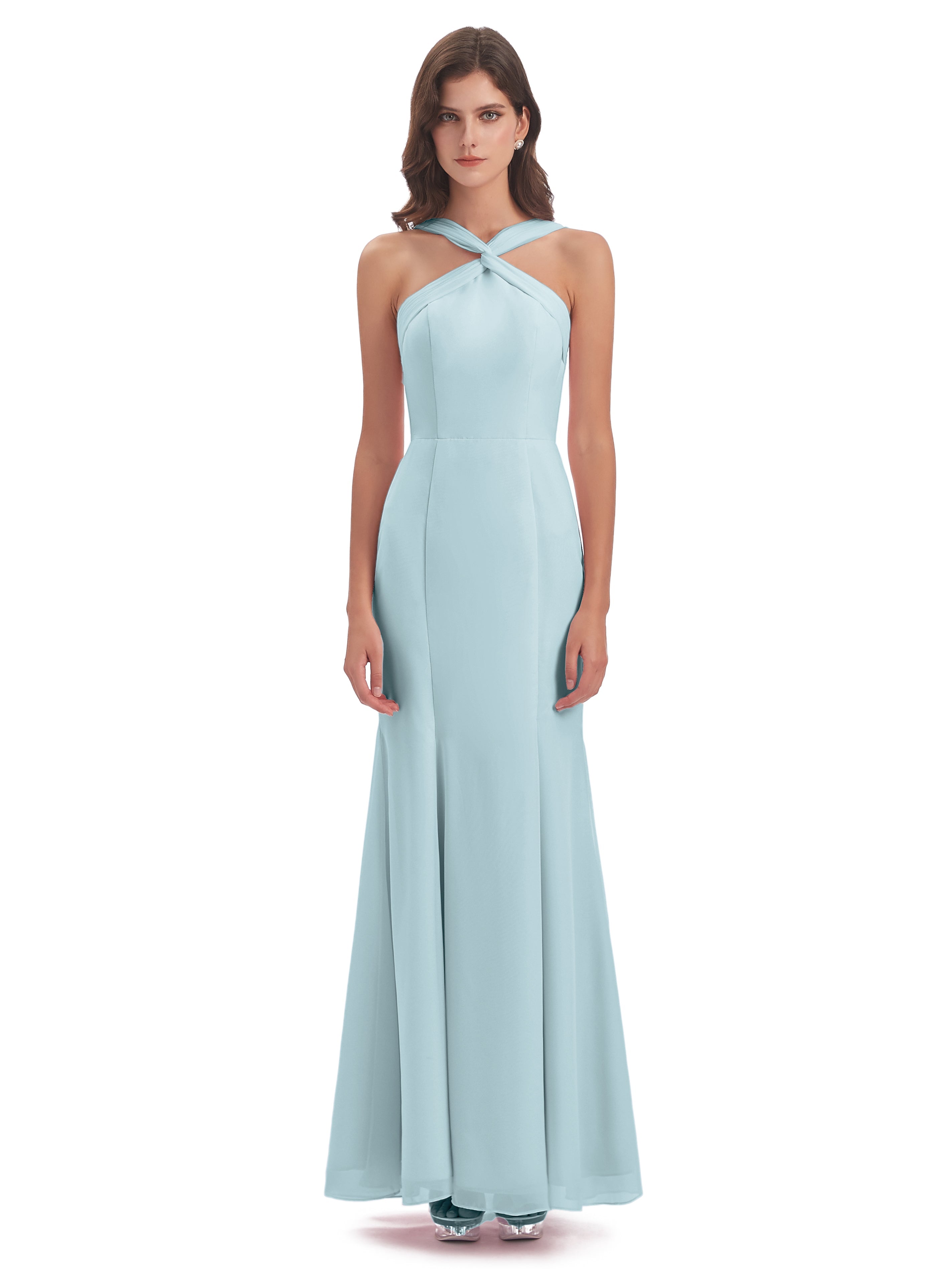 Robe De Demoiselle D'Honneur Brume Trompette/Sirène Licou Fendue Devant Robes Demoiselle D'Honneur