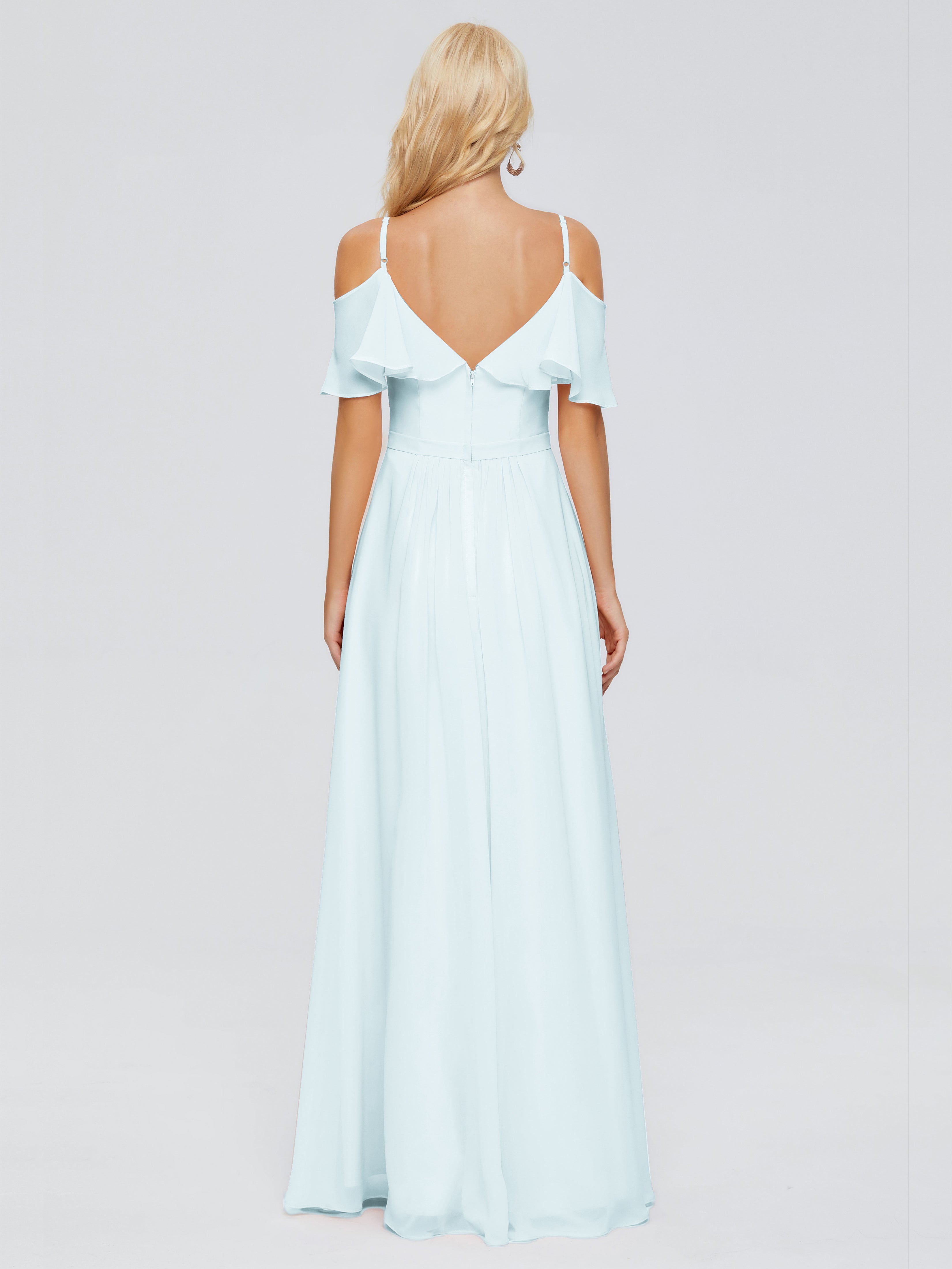 Robe De Demoiselle D'Honneur Brume Col V Robes Demoiselle D'Honneur À Volants