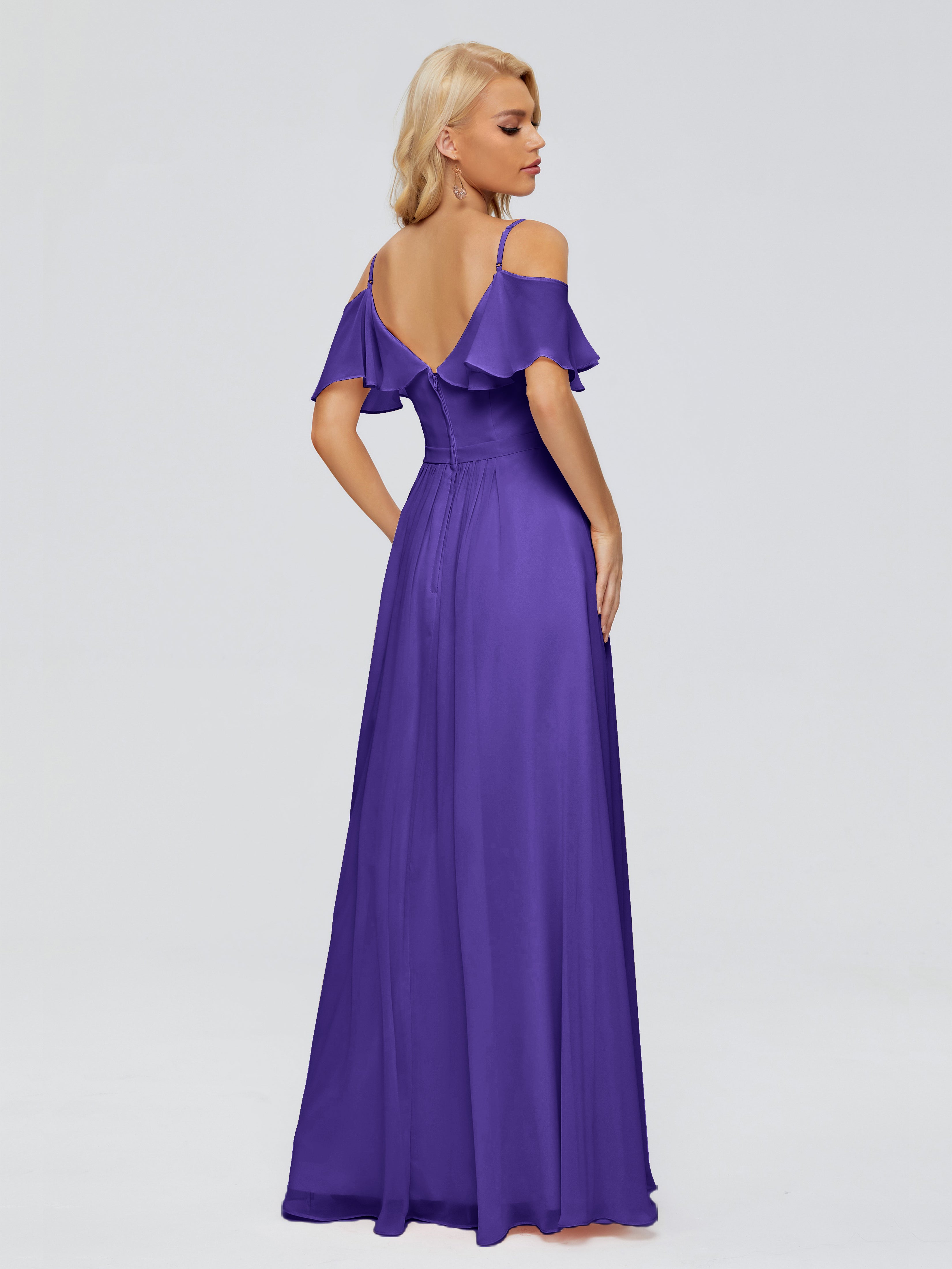 Robes De Demoiselle D'Honneur En Régence Col V Robes Demoiselle D'Honneur À Volants