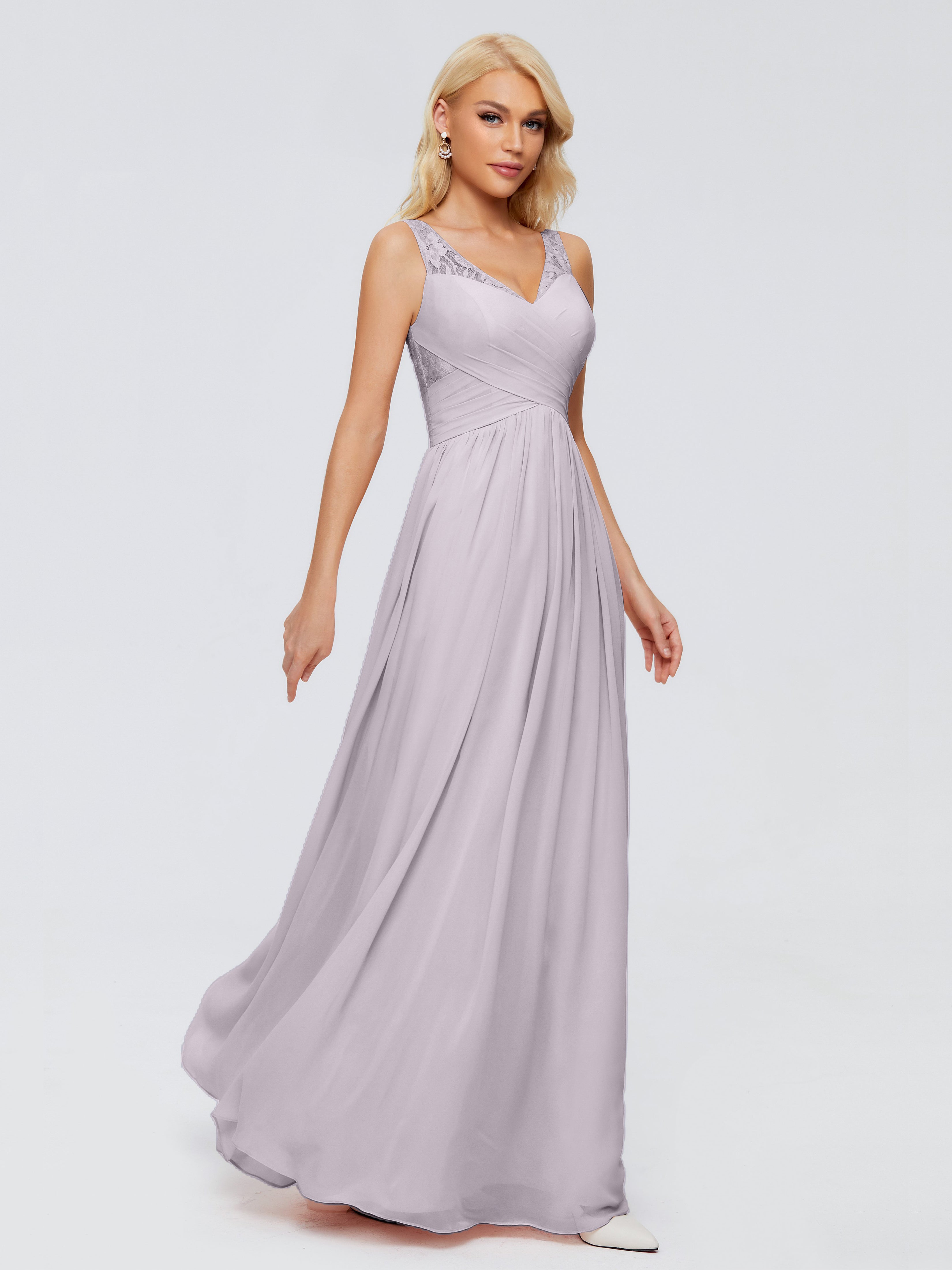 Robes De Demoiselle D'Honneur Crépuscule Trapèze Bretelle Dentelle Mousseline Robes Demoiselle D'Honneur