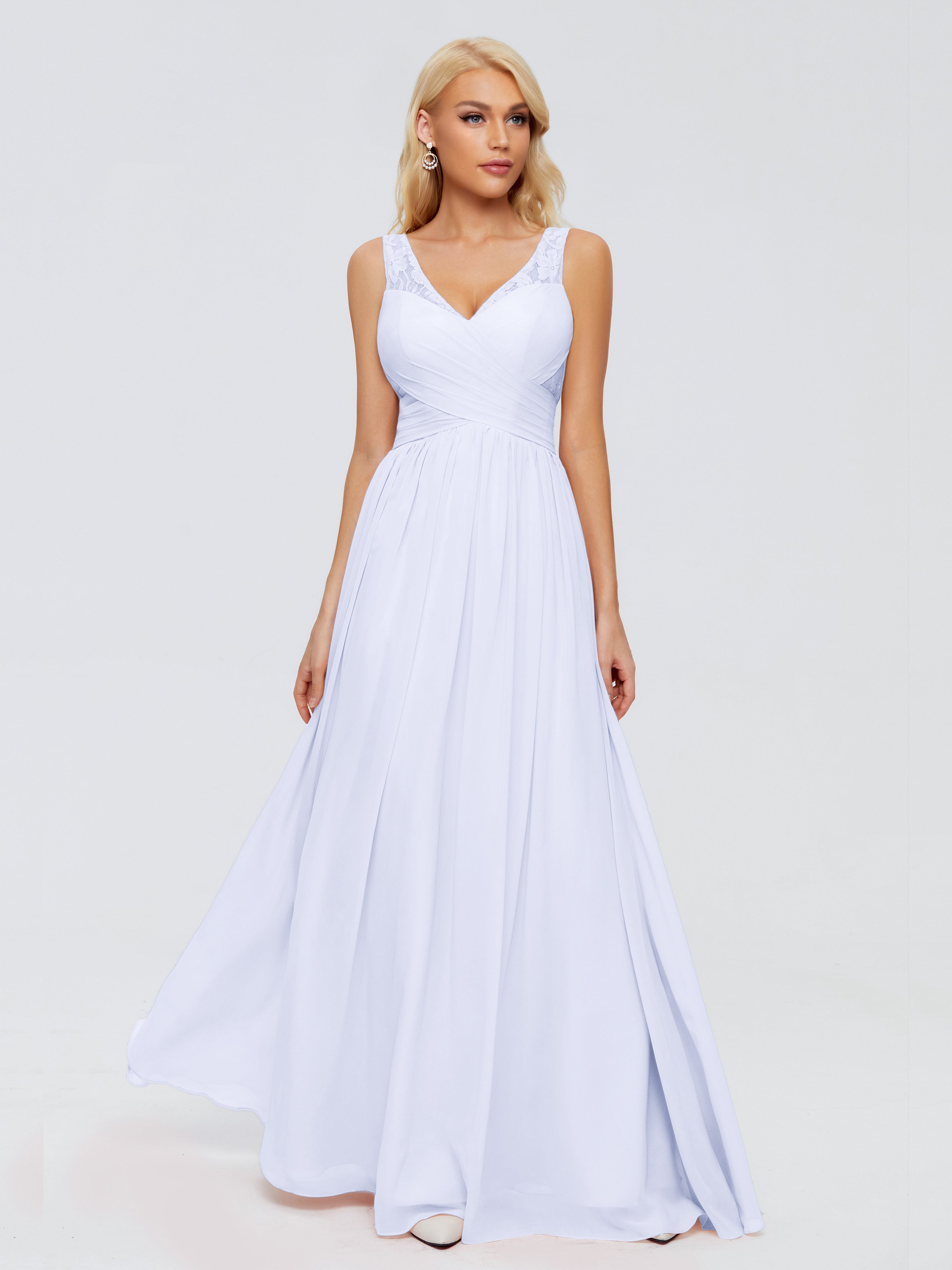 Robe Demoiselle D Honneur Lavande Trapèze Bretelle Dentelle Mousseline Robes Demoiselle D'Honneur