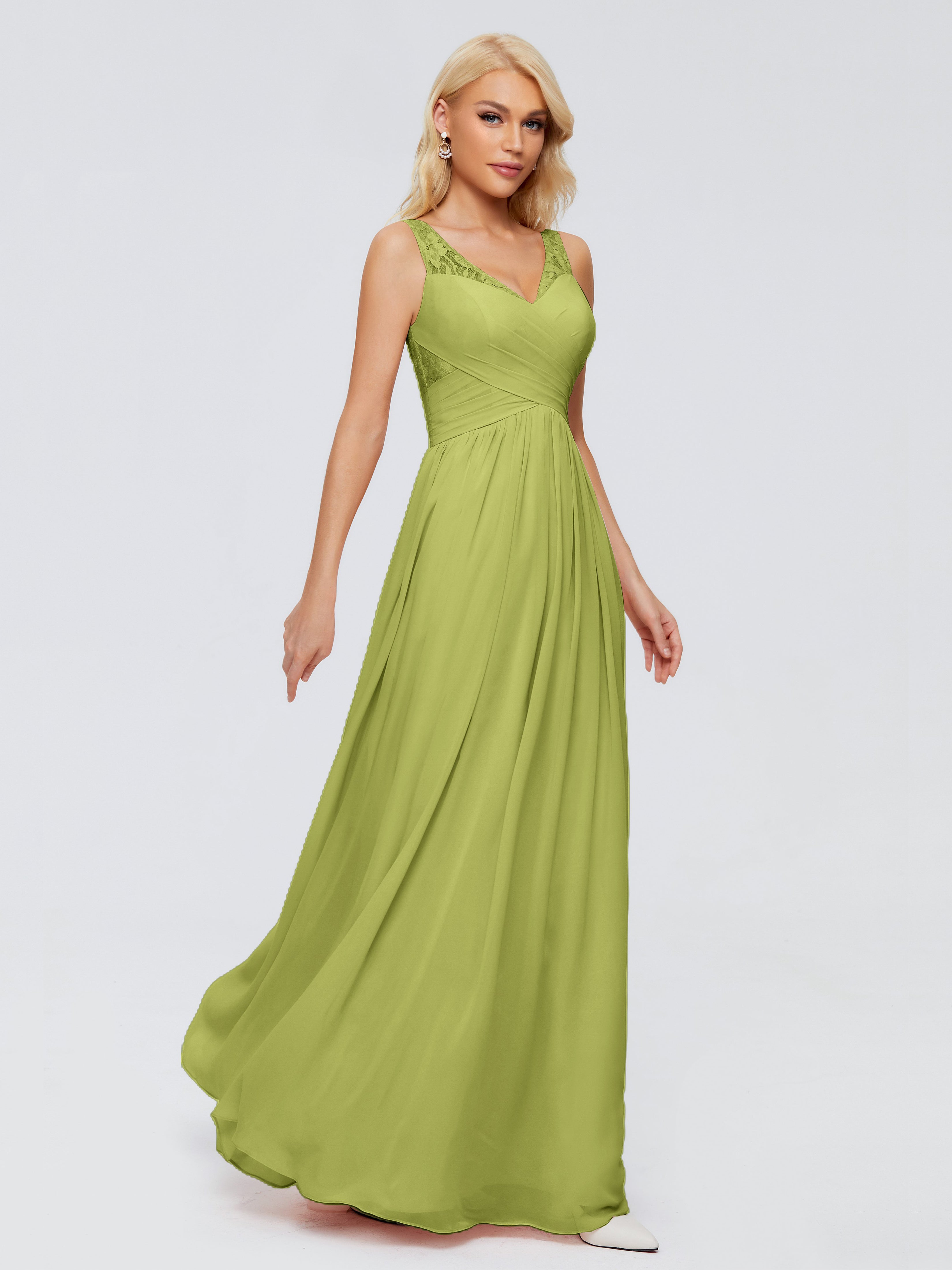 Robes De Demoiselle D'Honneur Trèfle Trapèze Bretelle Dentelle Mousseline Robes Demoiselle D'Honneur