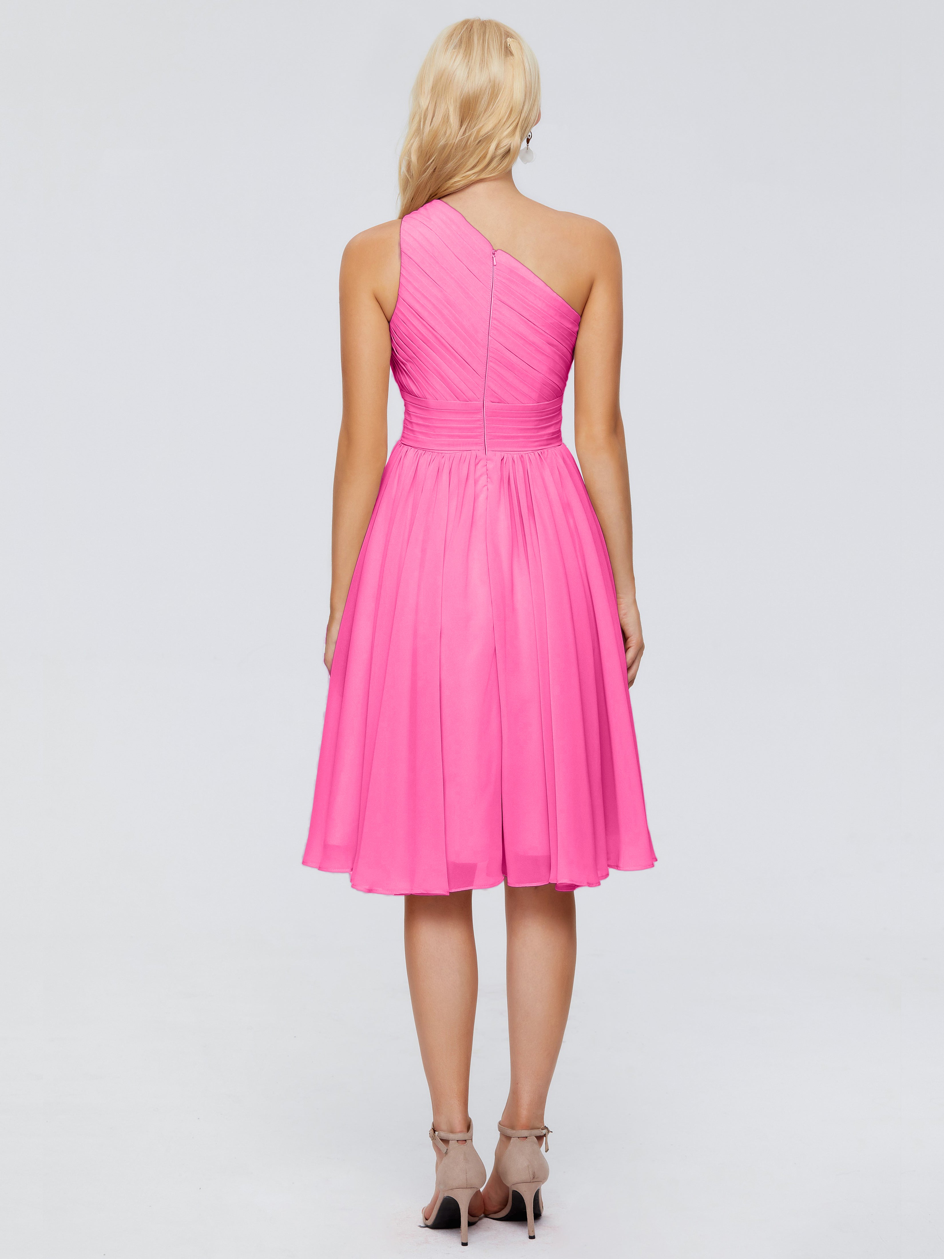 Robe Demoiselle D Honneur Azalée Seule-Épaule Mousseline Robes Demoiselle D'Honneur Courte