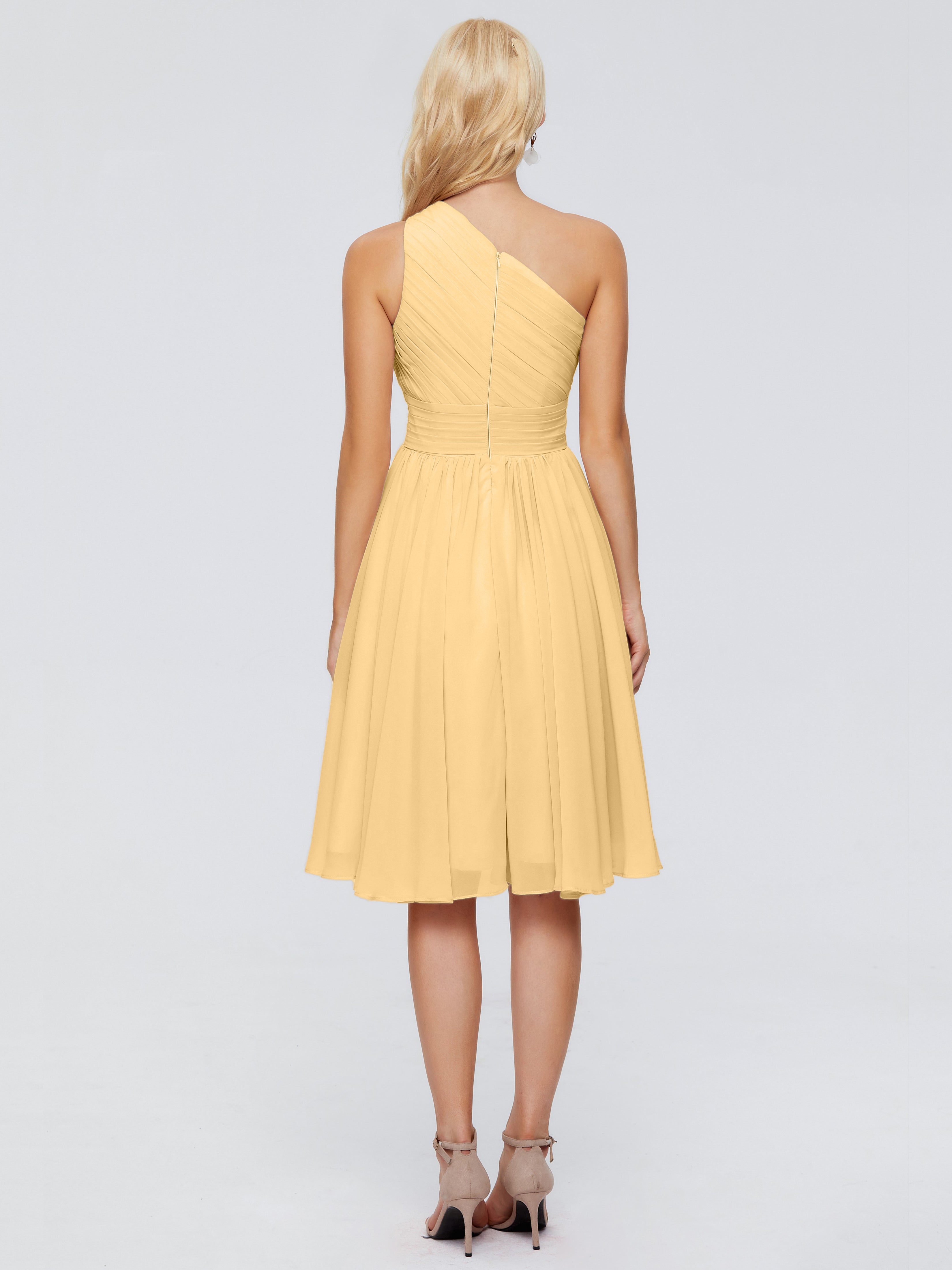 Robe Demoiselle D Honneur Dorée Seule-Épaule Mousseline Robes Demoiselle D'Honneur