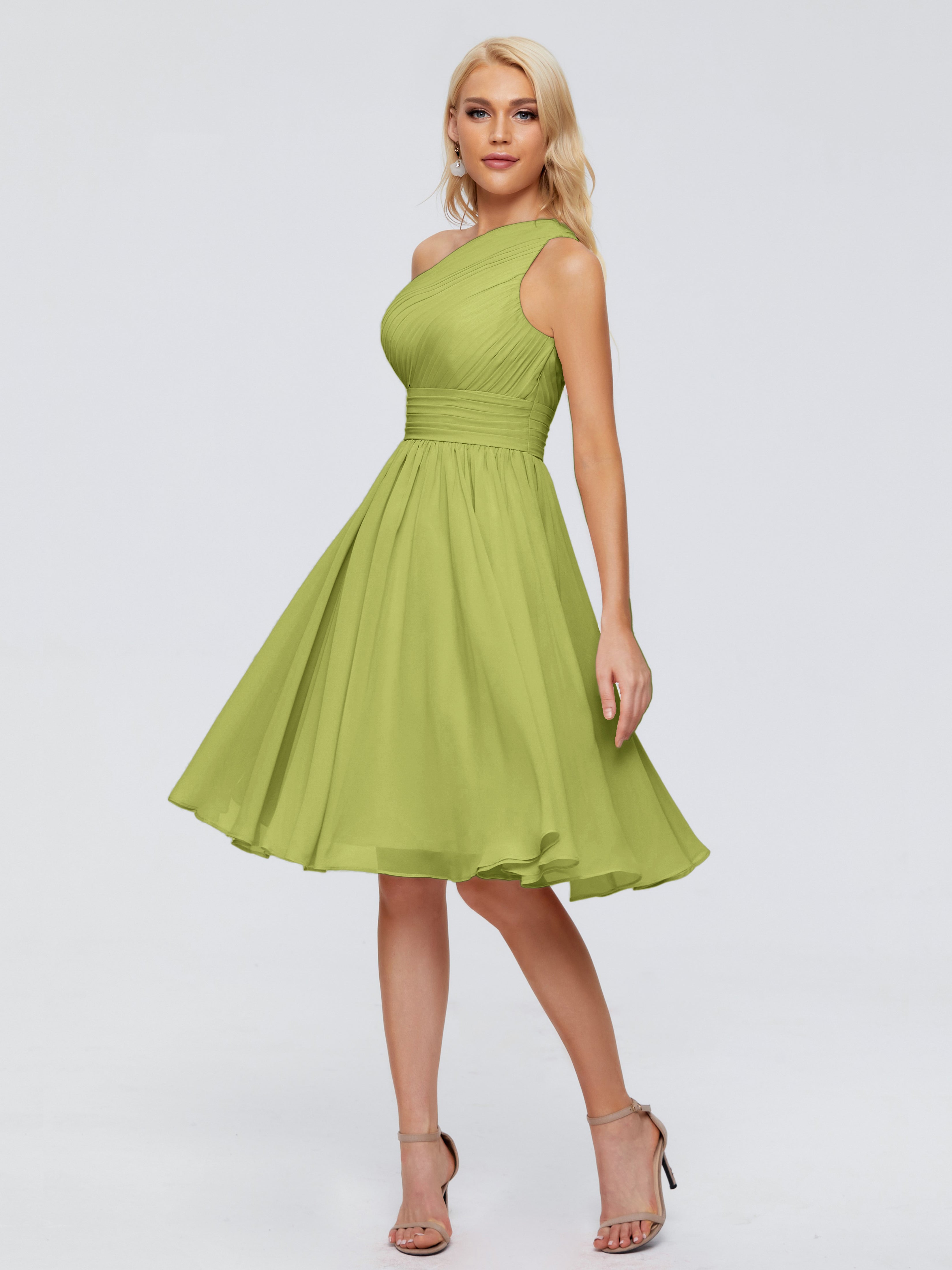 Robes De Demoiselle D'Honneur Trèfle Seule-Épaule Mousseline Robes Demoiselle D'Honneur Courte