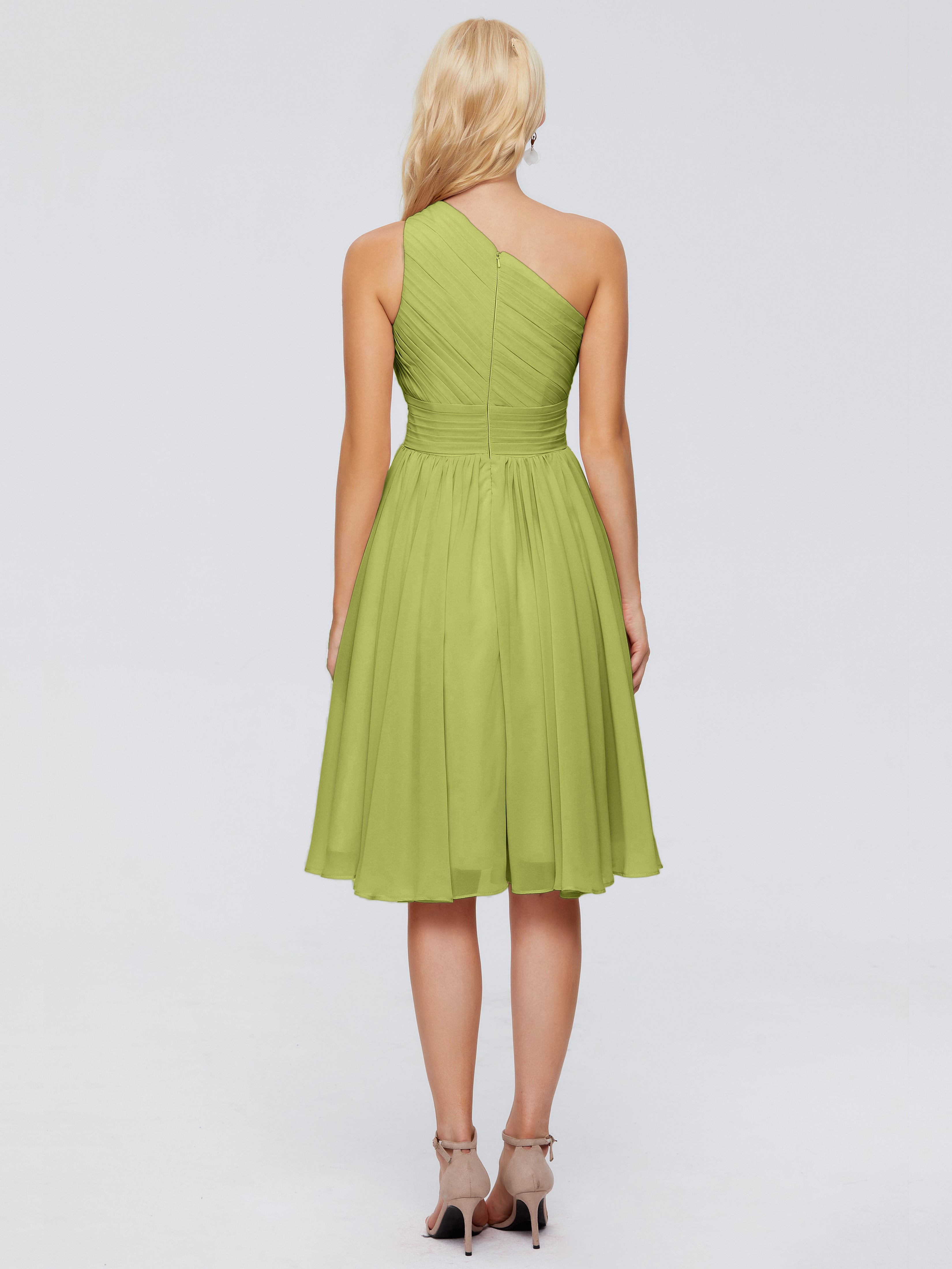 Robes De Demoiselle D'Honneur Trèfle Seule-Épaule Mousseline Robes Demoiselle D'Honneur Courte