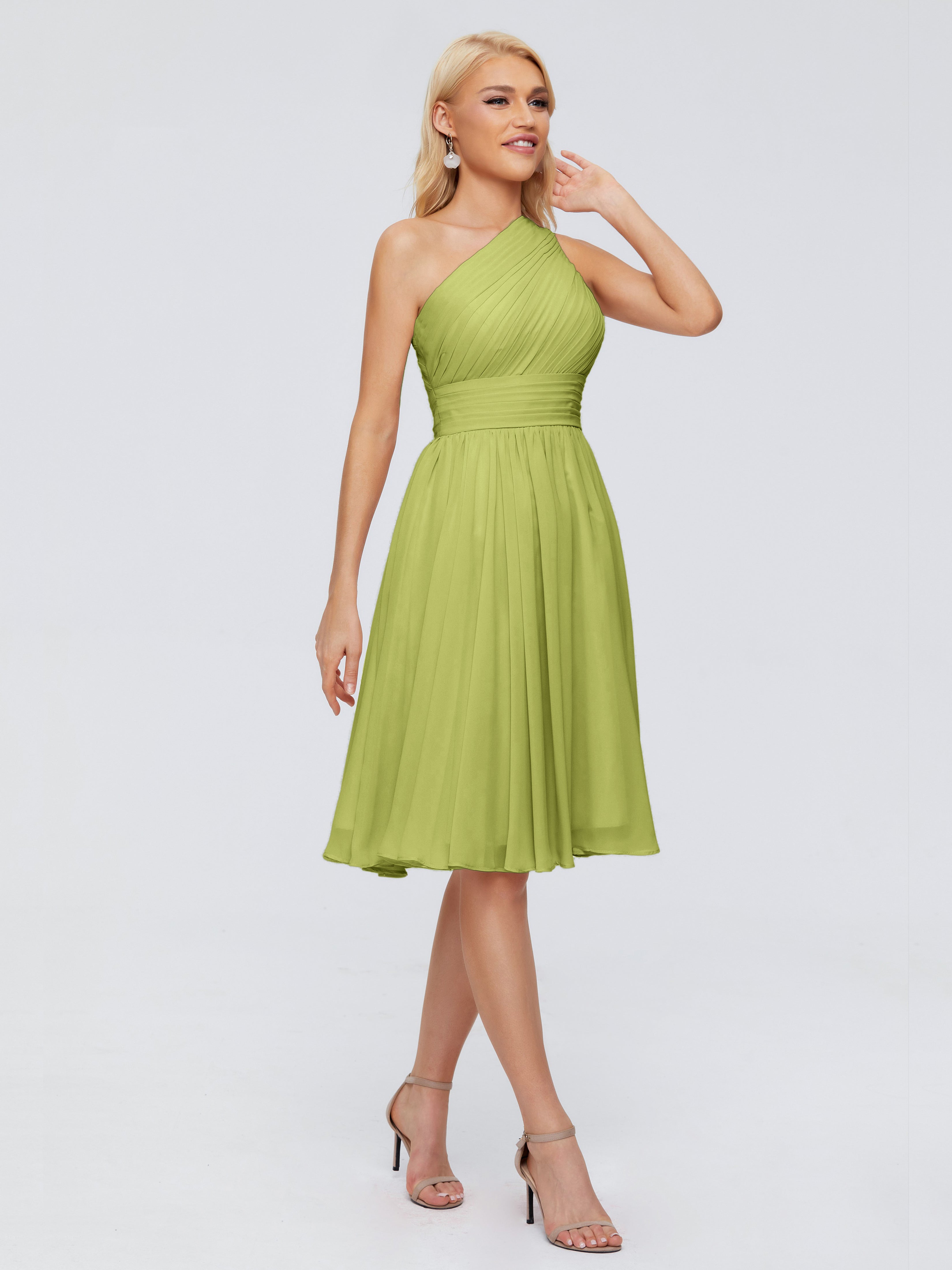 Robes De Demoiselle D'Honneur Trèfle Seule-Épaule Mousseline Robes Demoiselle D'Honneur Courte